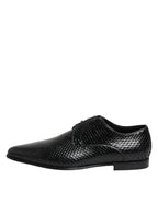 Dolce & Gabbana Black Exotic Leather Lace Up Derby Shoes - ACCEXO