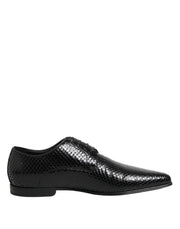 Dolce & Gabbana Black Exotic Leather Lace Up Derby Shoes for Men