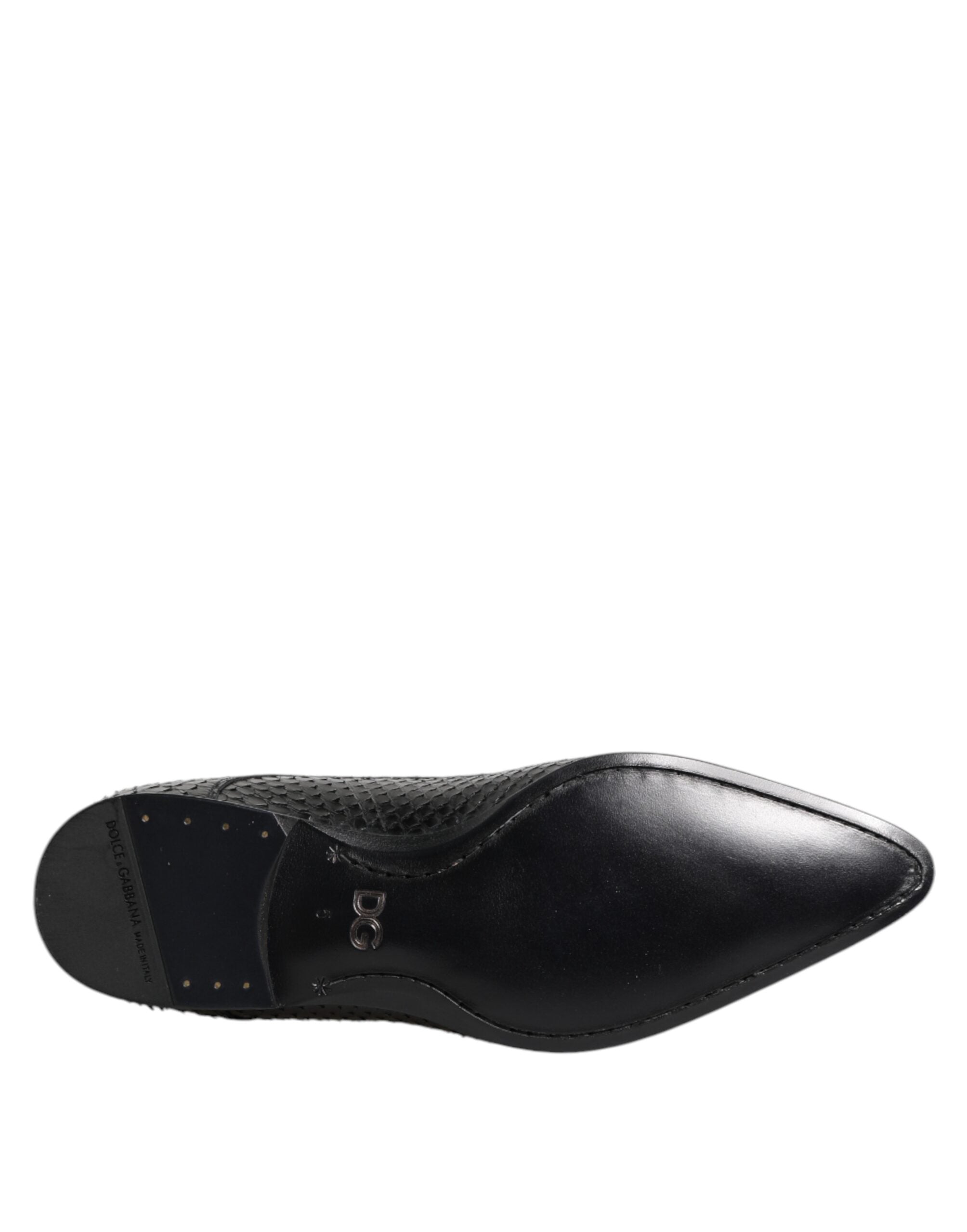 Dolce & Gabbana Black Exotic Leather Lace Up Derby Shoes - ACCEXO