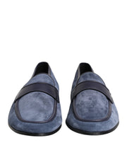 Dolce & Gabbana Blue Suede Leather Loafers Moccasin Shoes for Men