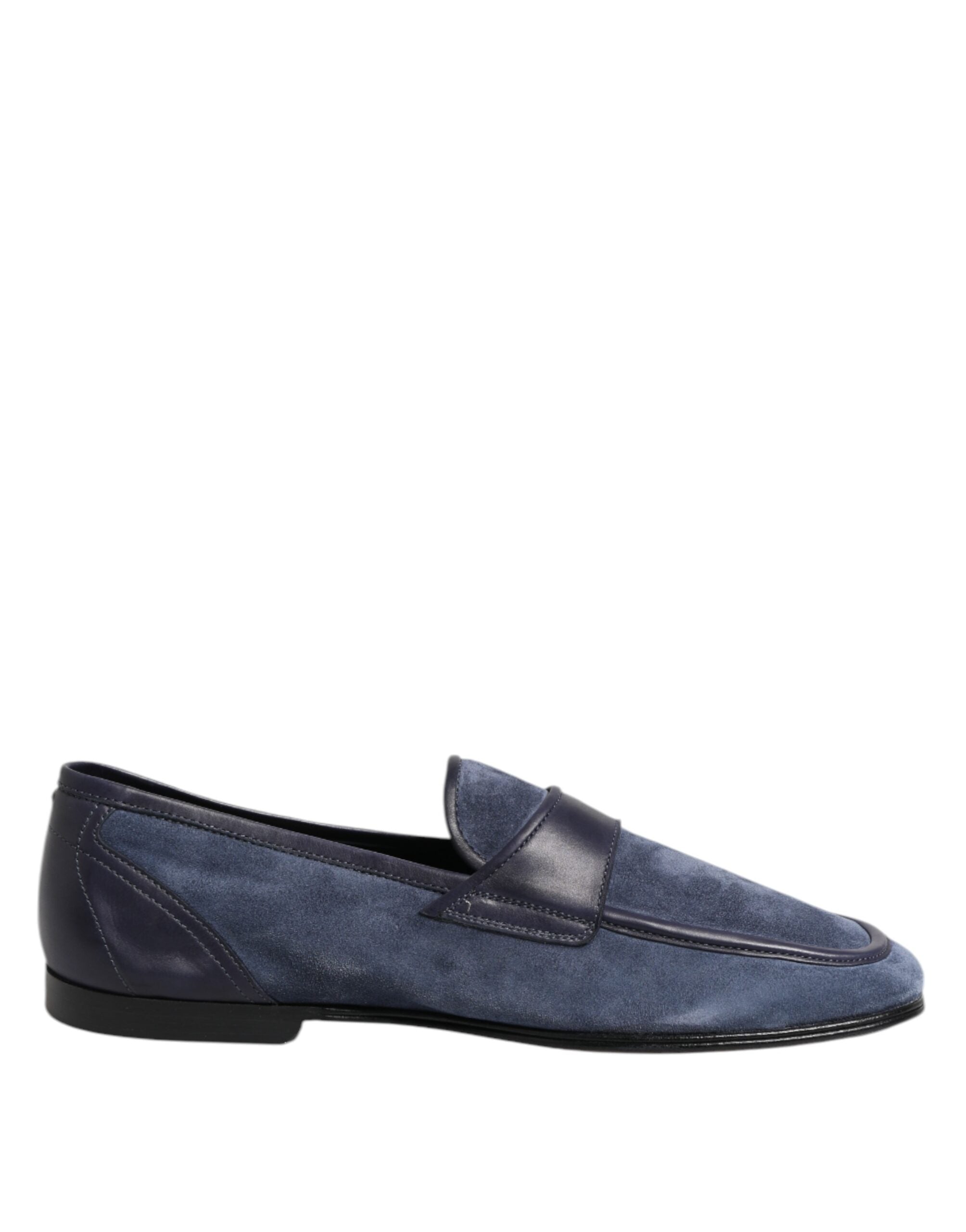 Dolce & Gabbana Blue Suede Leather Loafers Moccasin Shoes for Men