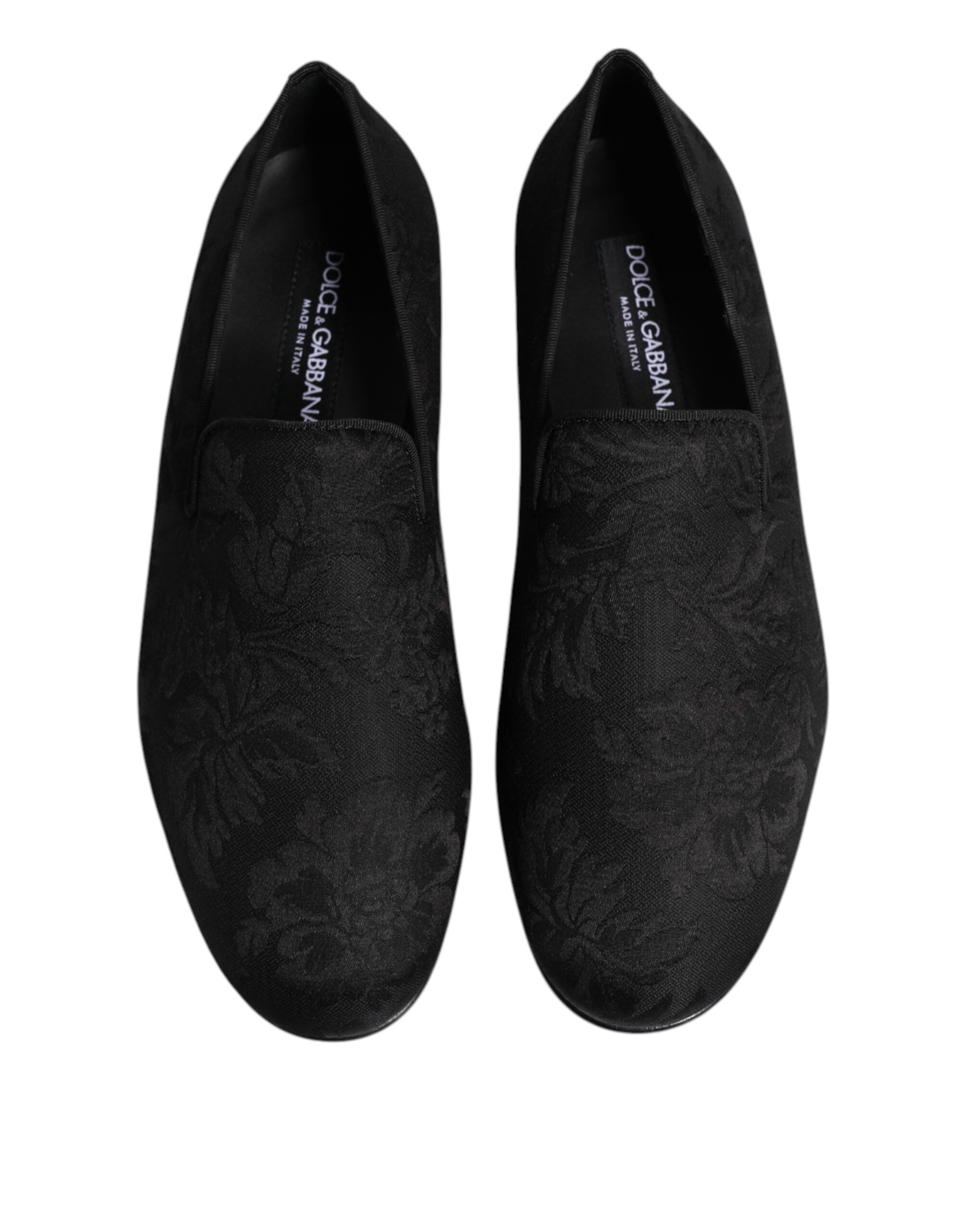 Dolce & Gabbana Black Floral Brocade Loafers Men Dress Shoes - ACCEXO