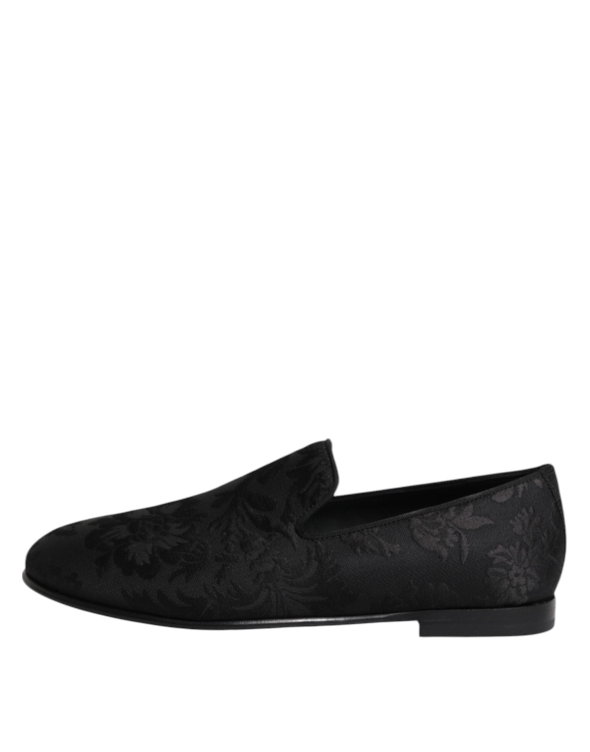 Dolce & Gabbana Black Floral Brocade Loafers Men Dress Shoes - ACCEXO