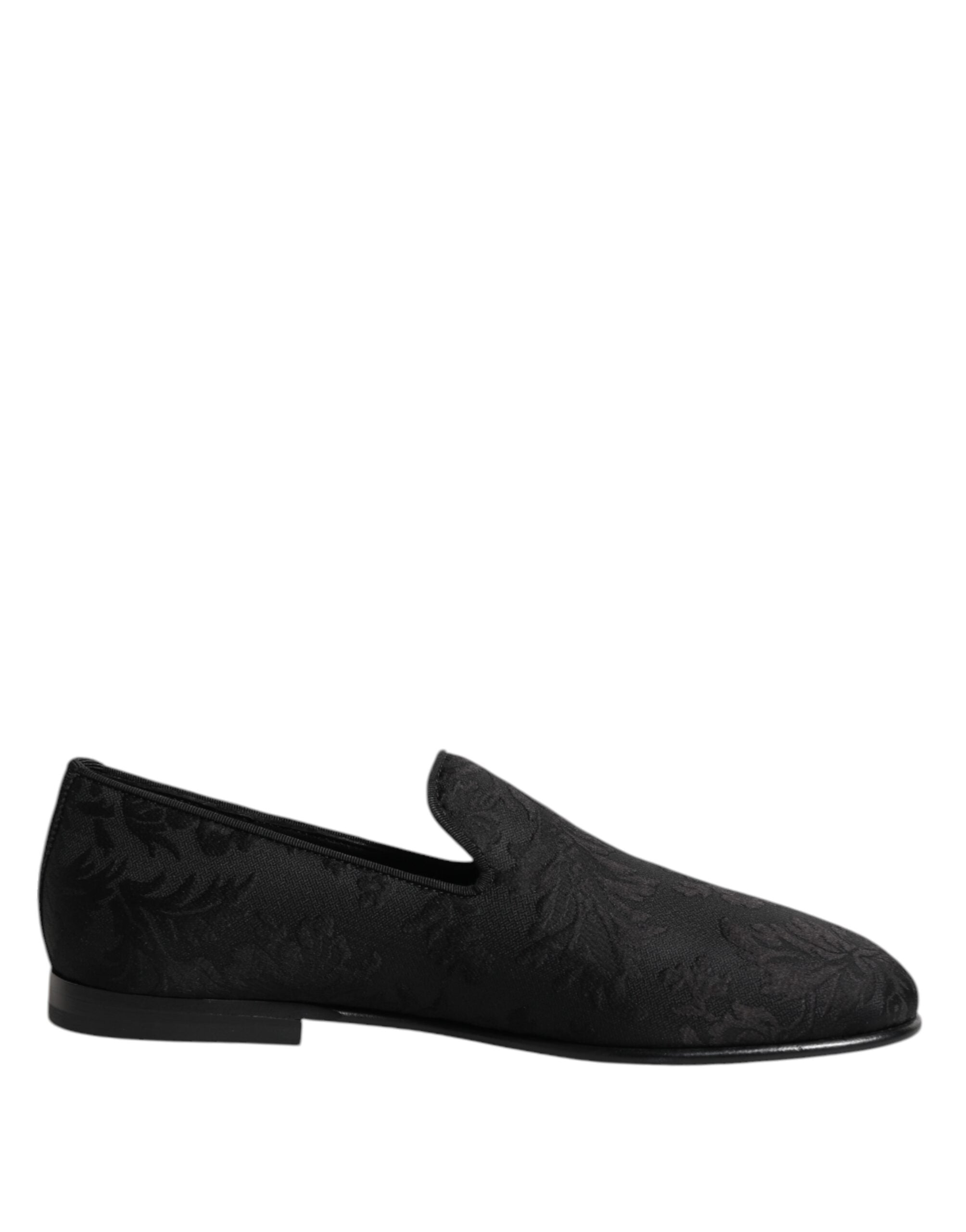Dolce & Gabbana Black Floral Brocade Loafers Men Dress Shoes - ACCEXO