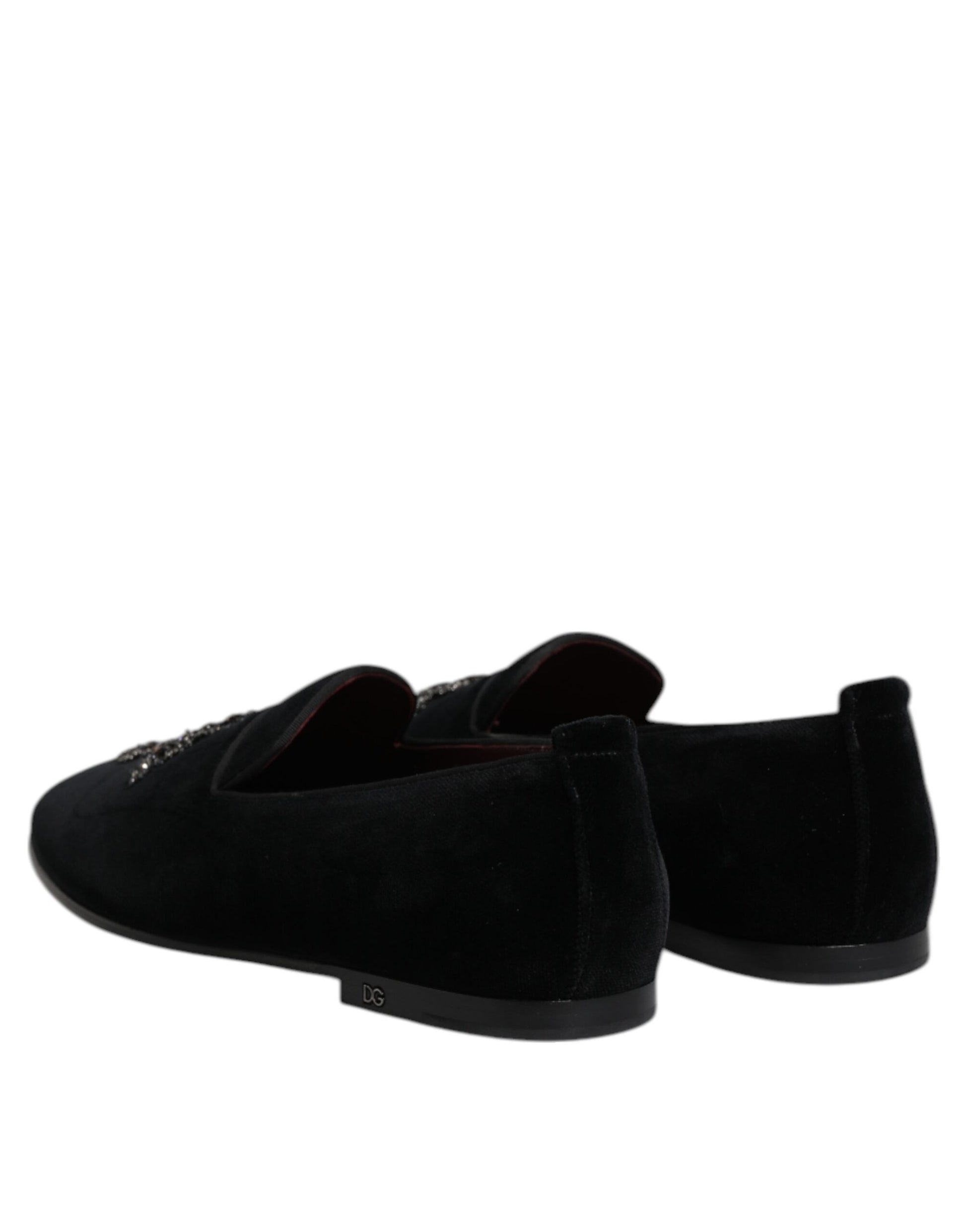 Dolce & Gabbana Black Suede Cross Slip On Loafers Dress Shoes - ACCEXO