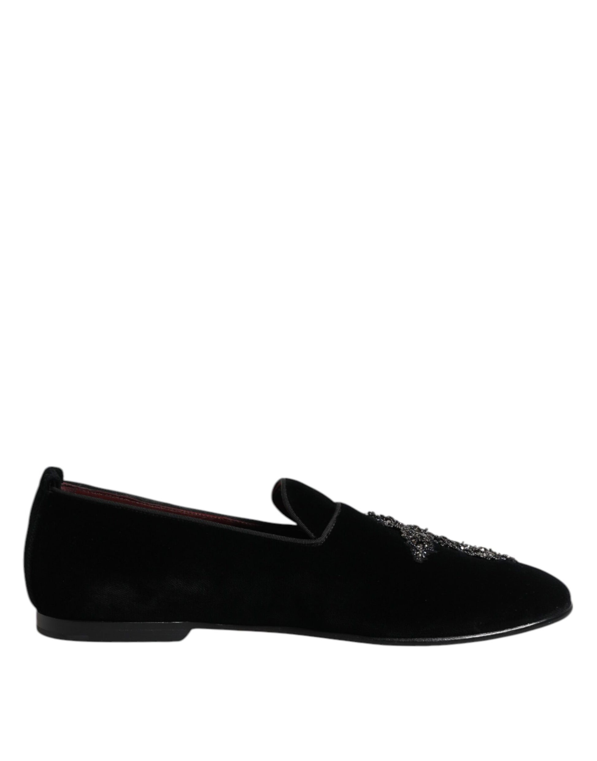 Dolce & Gabbana Black Suede Cross Slip On Loafers Dress Shoes - ACCEXO
