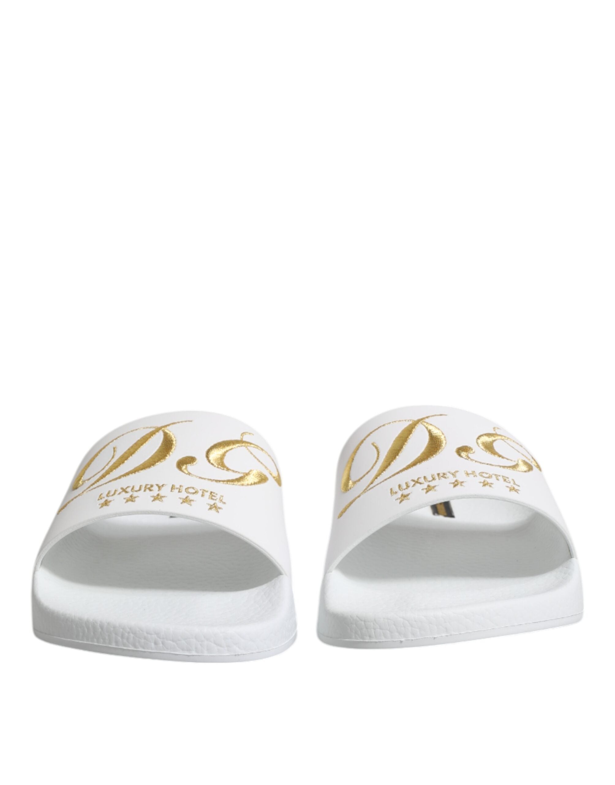 Dolce & Gabbana White Leather Slides Sandals Beachwear Shoes Secondary image