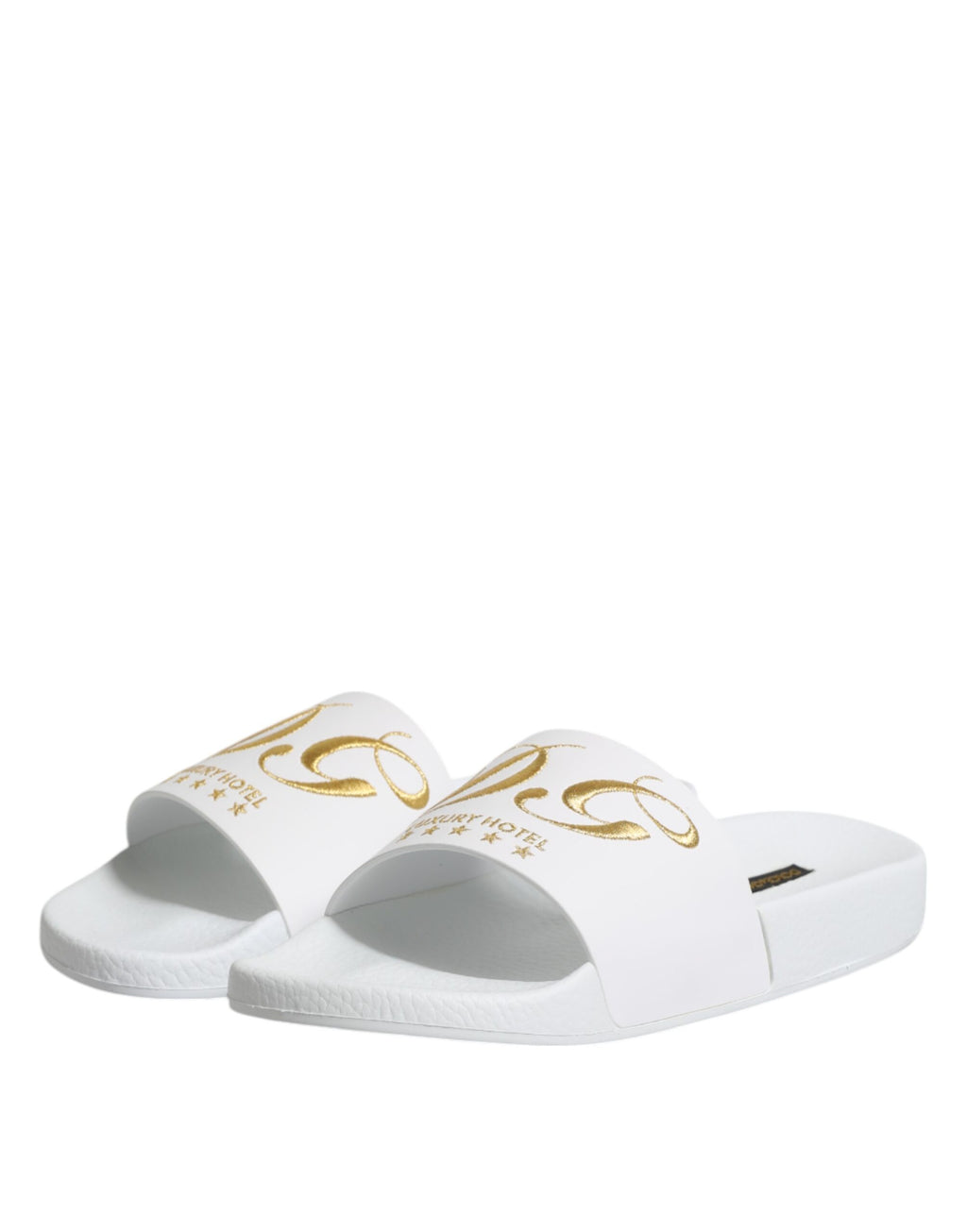 Dolce & Gabbana White Leather Slides Sandals Beachwear Shoes - ACCEXO