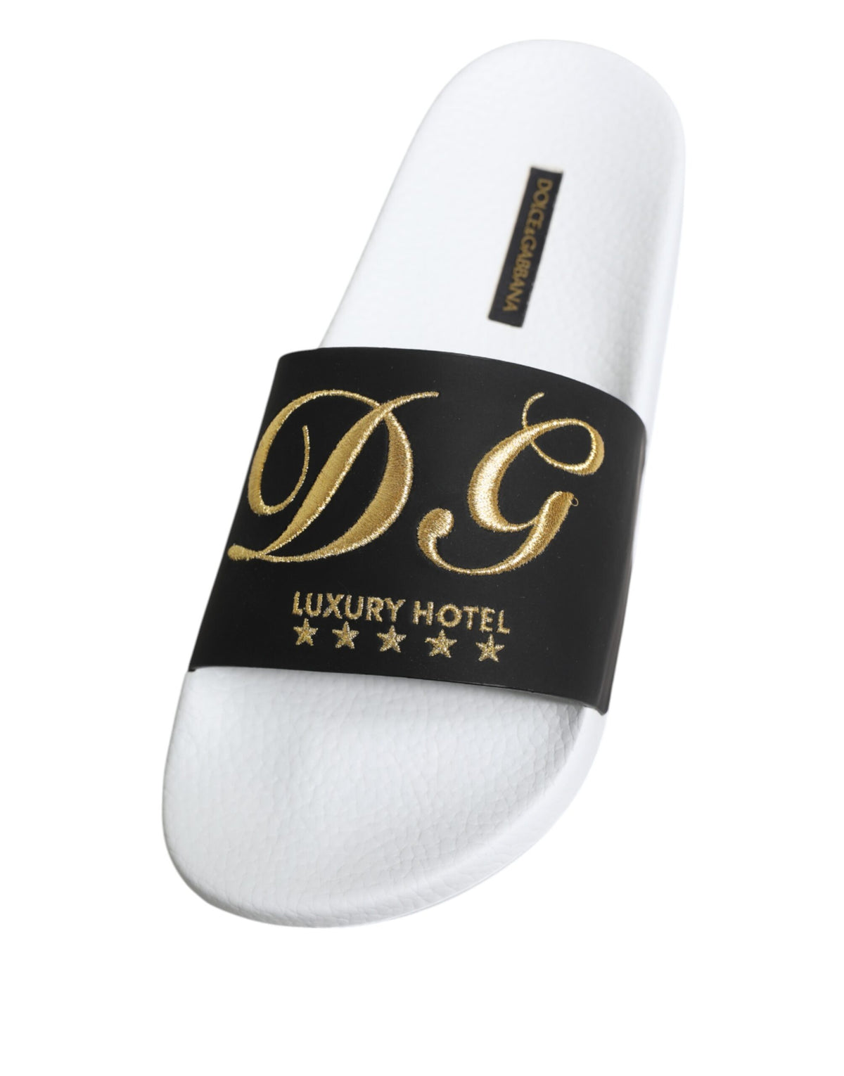 Dolce & Gabbana White Black Leather Sandals Beachwear Shoes for Men