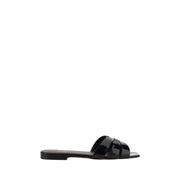 Saint Laurent Black Calf Leather Bos Taurus Flat Sandals