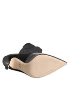 Dolce & Gabbana Black Leather Ribbed Knit Knee Boots Shoes - ACCEXO