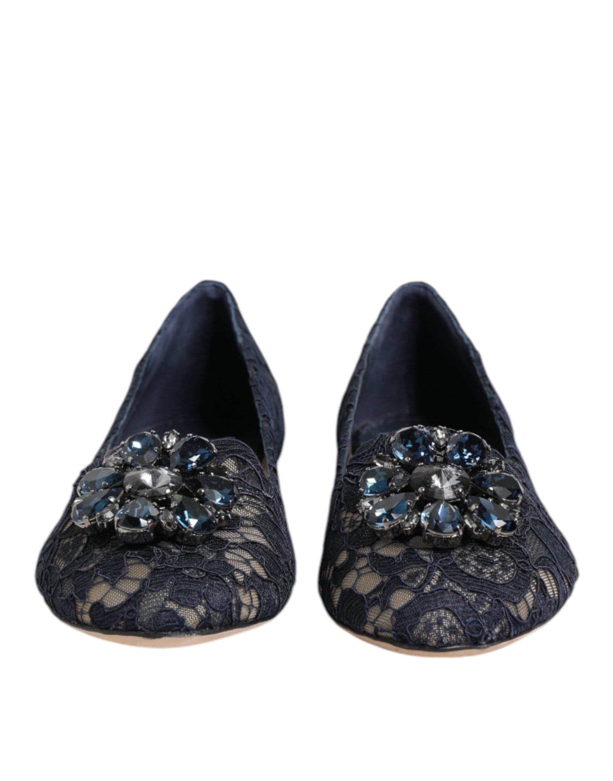 Dolce & Gabbana Blue Taormina Lace Crystals Flats Shoes Secondary image