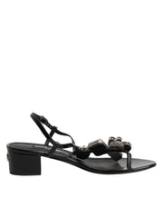 Dolce & Gabbana Black Leather Crystal Ankle Strap Sandals Shoes - ACCEXO