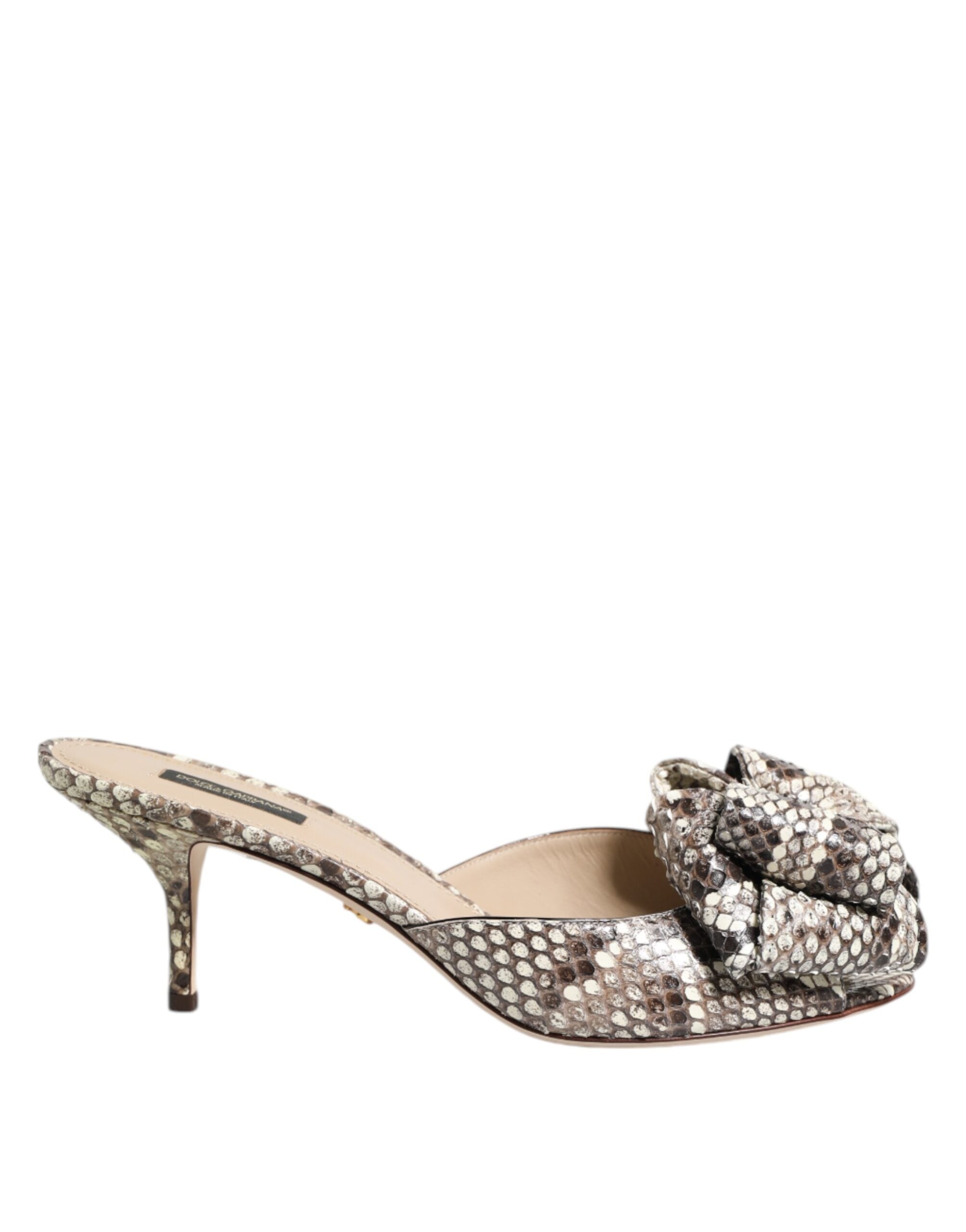 Dolce & Gabbana Multicolor Keira Bow Leather Peep Toe Mules Shoes for Women