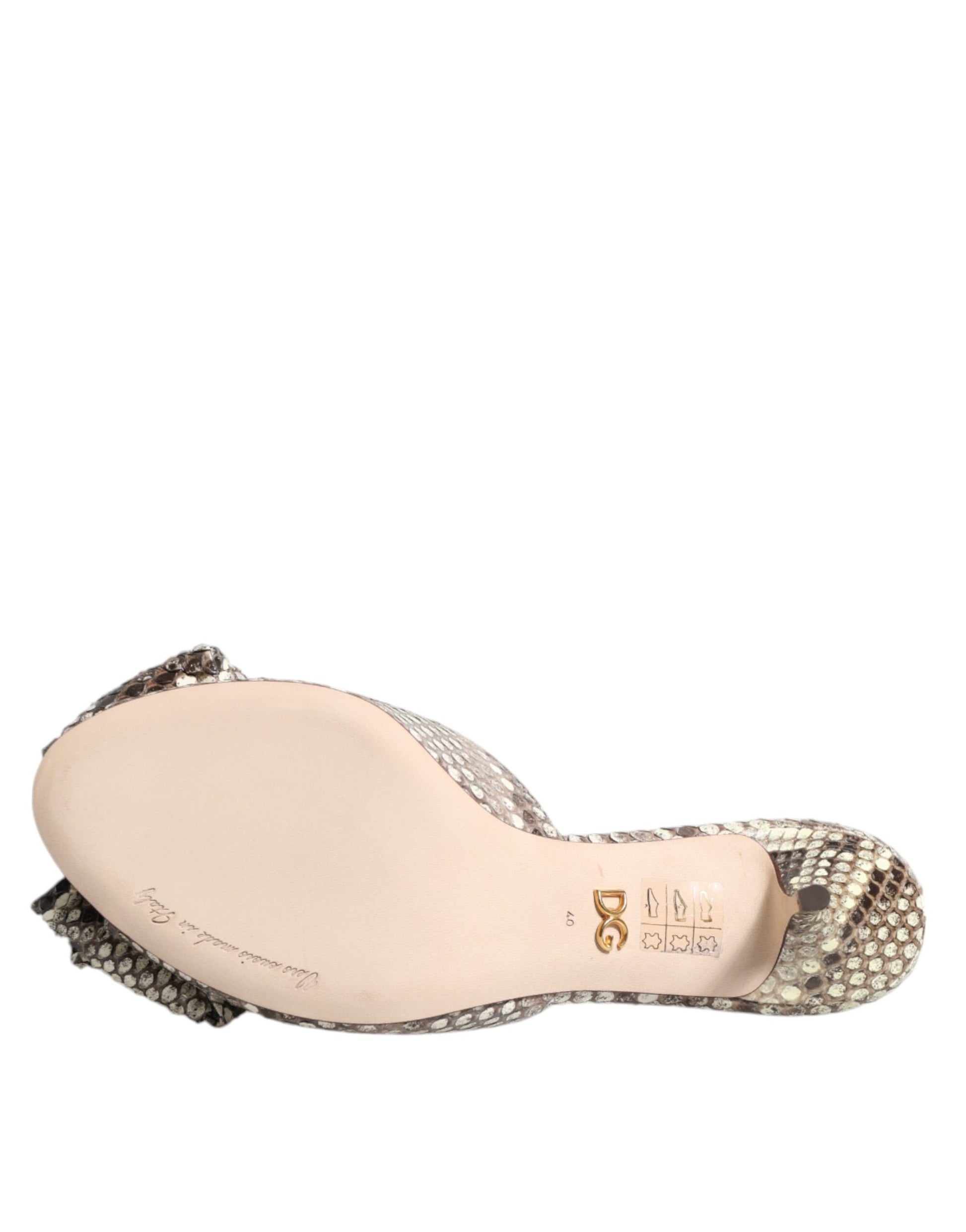 Dolce & Gabbana Multicolor Keira Bow Leather Peep Toe Mules Shoes - ACCEXO