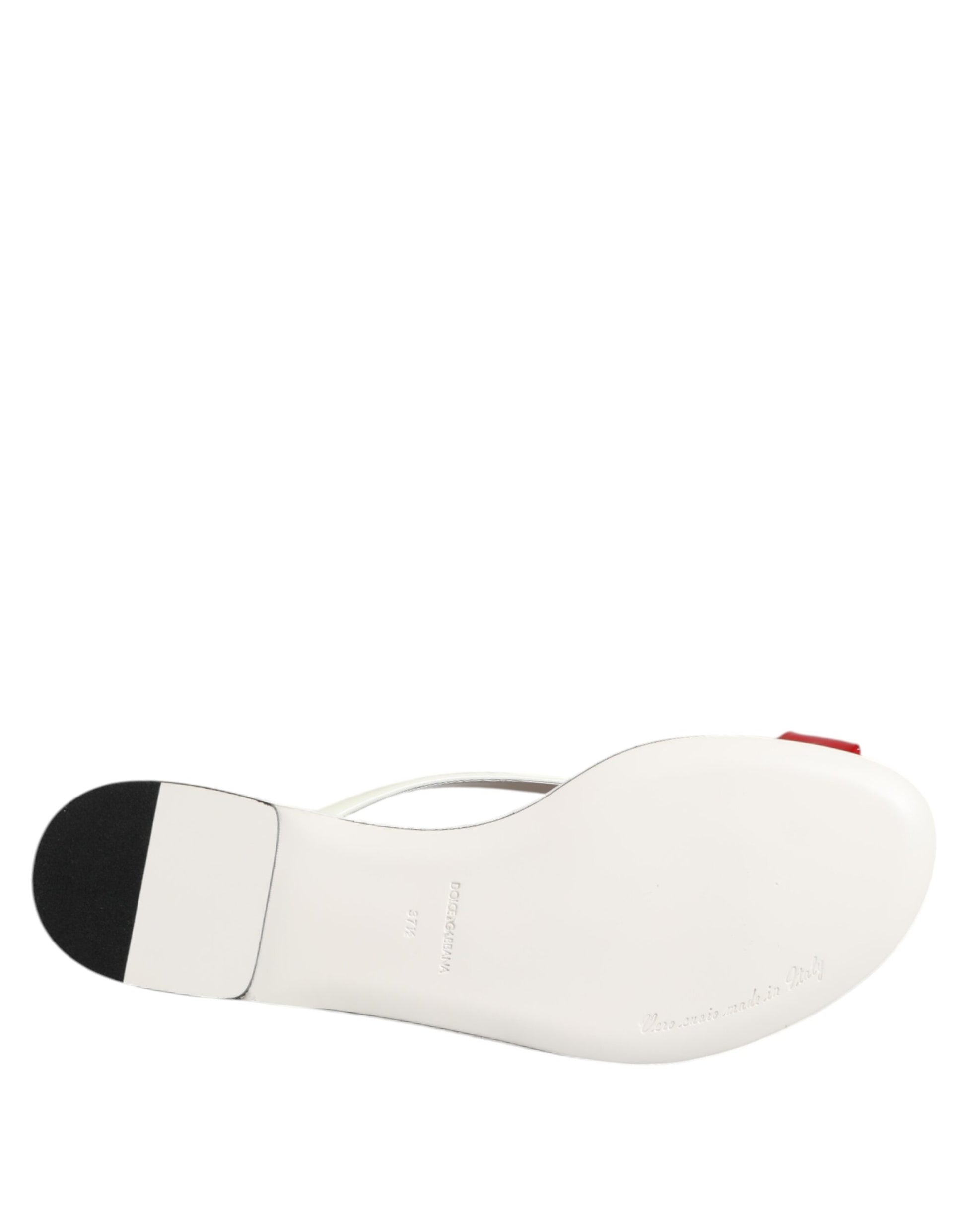 Dolce & Gabbana Red White KEIRA Flower Leather Sandals Shoes - ACCEXO