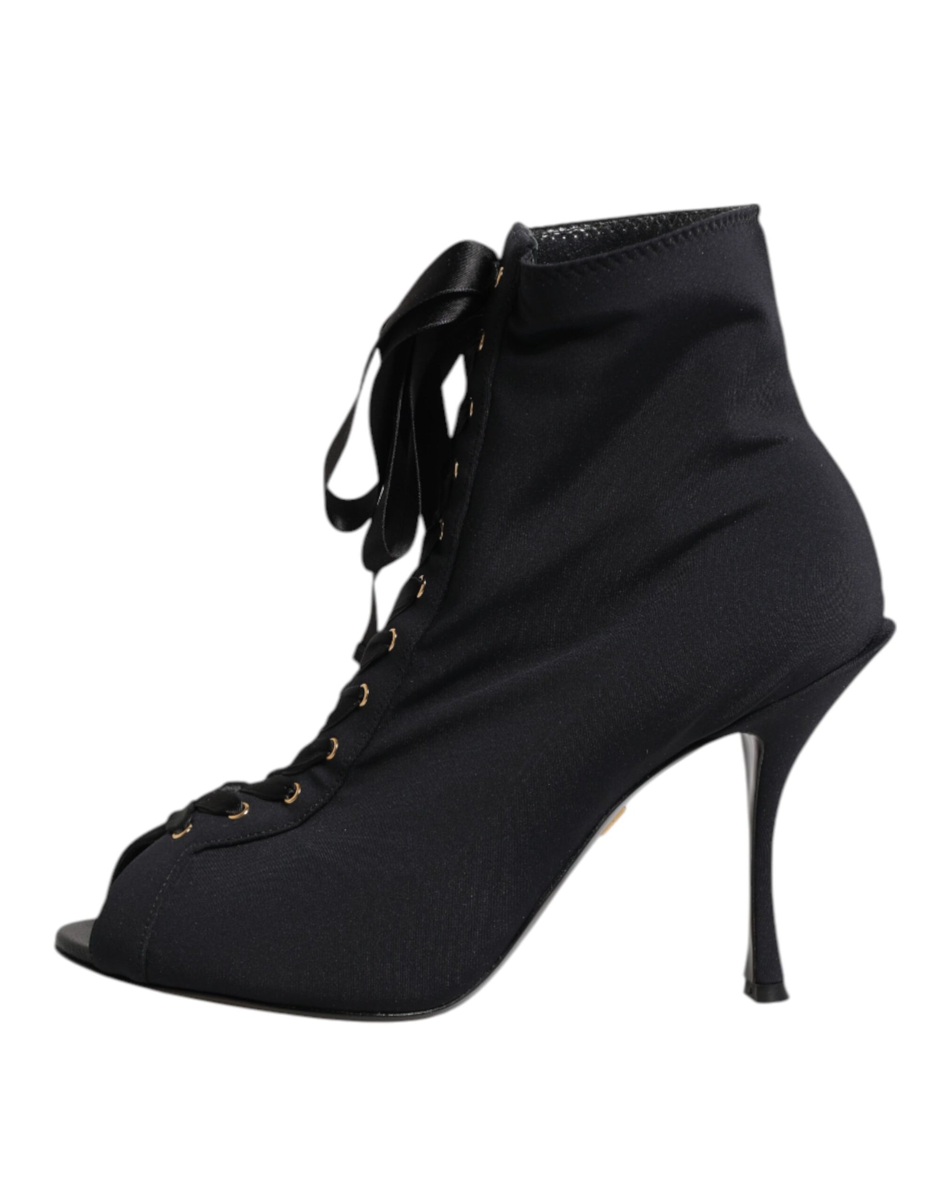 Dolce & Gabbana Black Stiletto Heels Lace Up Boots Shoes - ACCEXO