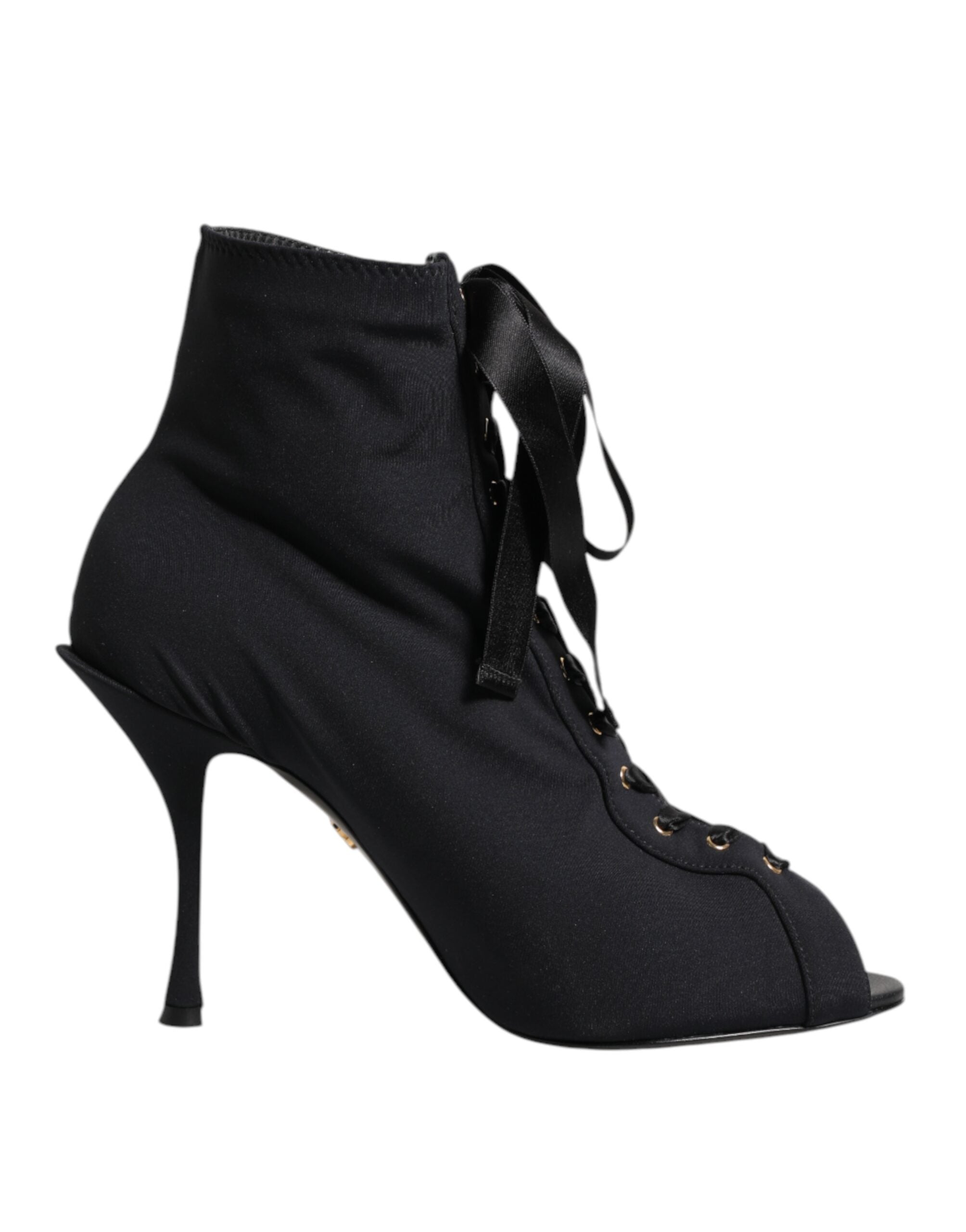 Dolce & Gabbana Black Stiletto Heels Lace Up Boots Shoes - ACCEXO Main image