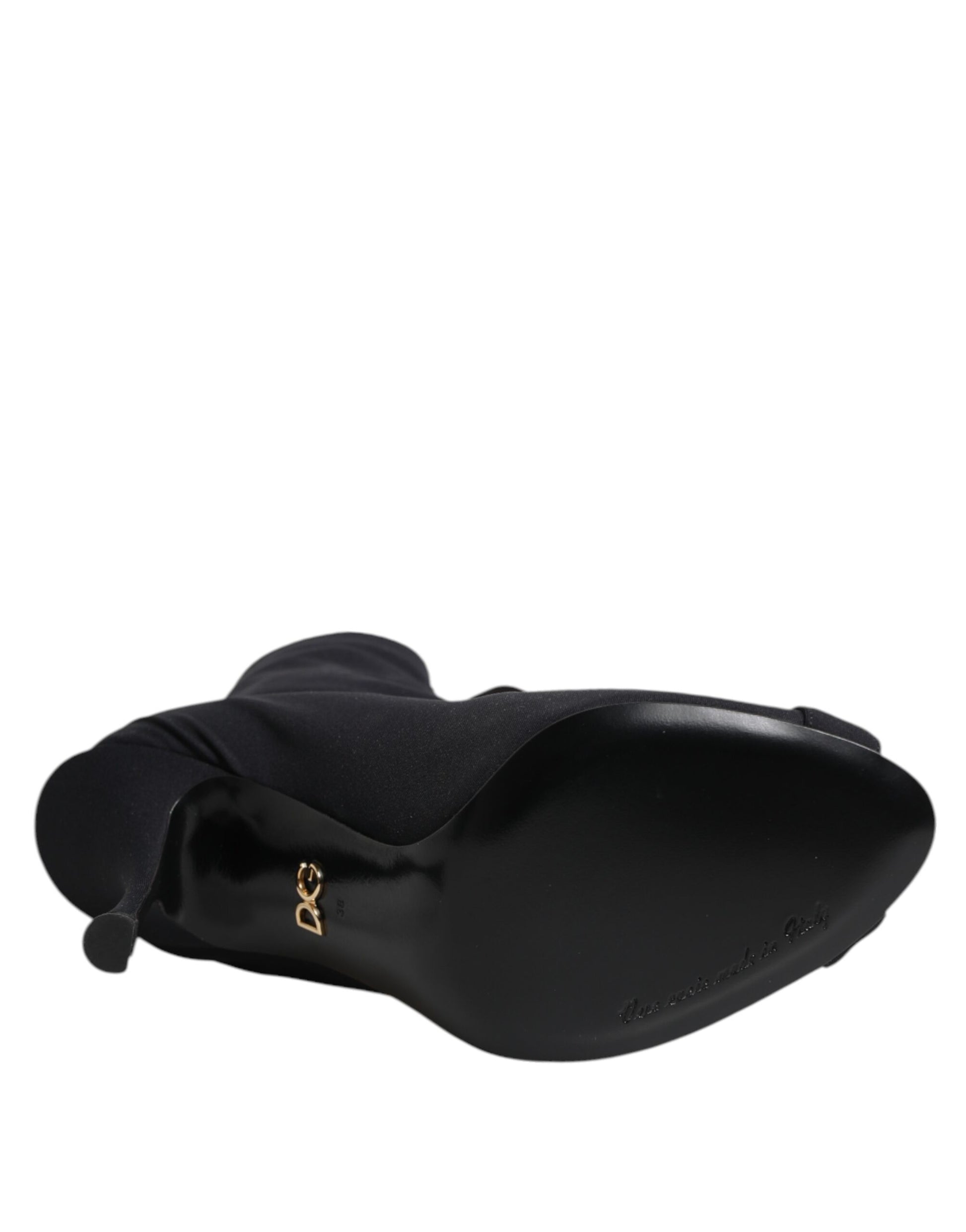 Dolce & Gabbana Black Stiletto Heels Lace Up Boots Shoes - ACCEXO