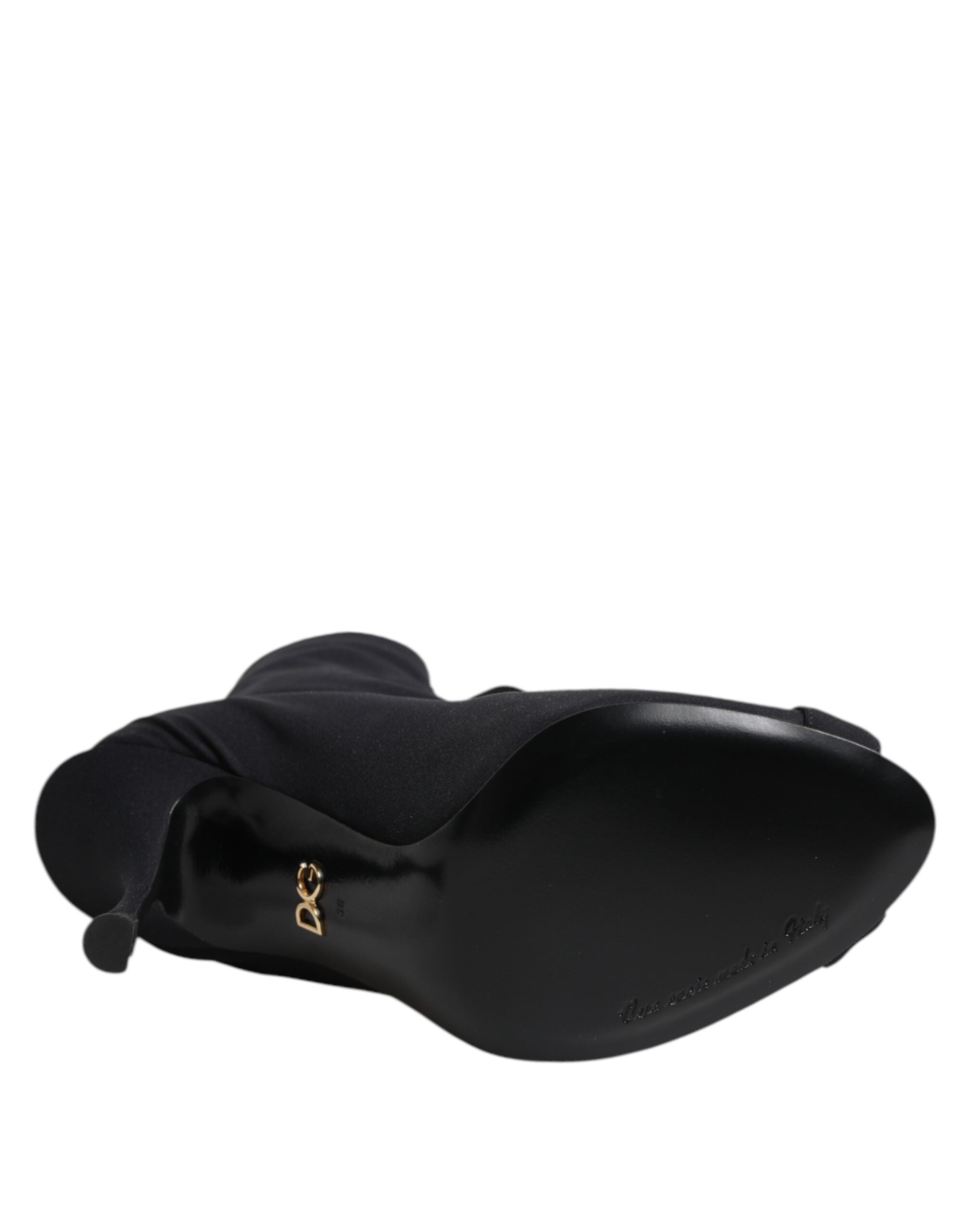 Dolce & Gabbana Black Stiletto Heels Lace Up Boots Shoes - ACCEXO