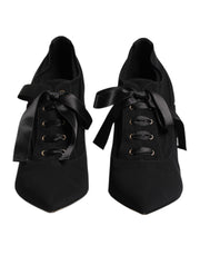 Dolce & Gabbana Black Lace Up Stiletto Heels Pumps Shoes for Women
