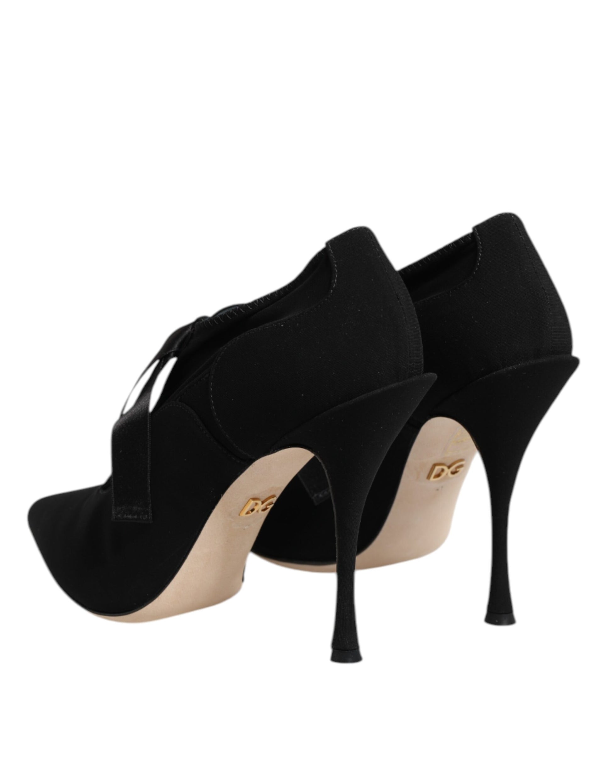 Dolce & Gabbana Black Lace Up Stiletto Heels Pumps Shoes - ACCEXO