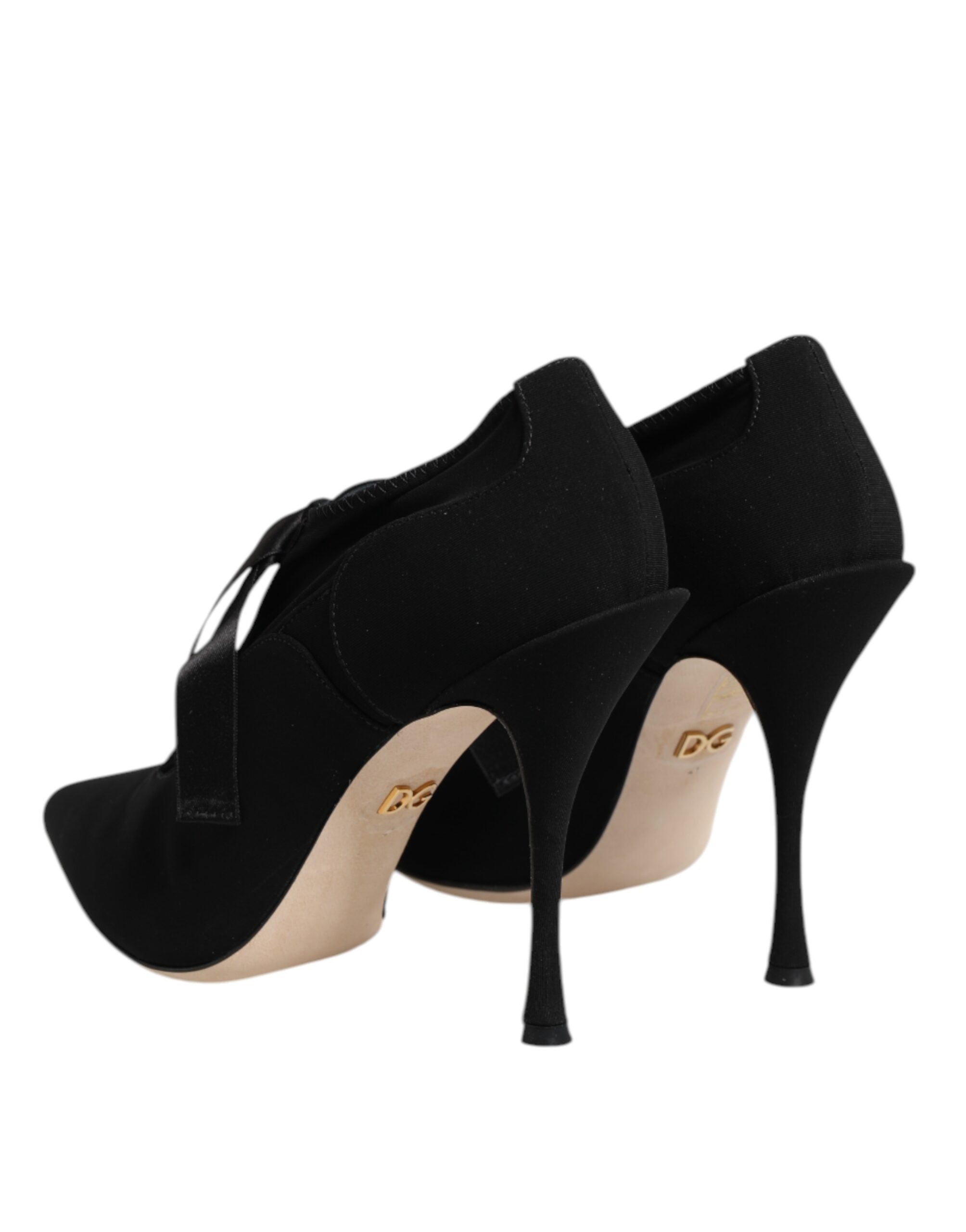 Dolce & Gabbana Black Lace Up Stiletto Heels Pumps Shoes - ACCEXO