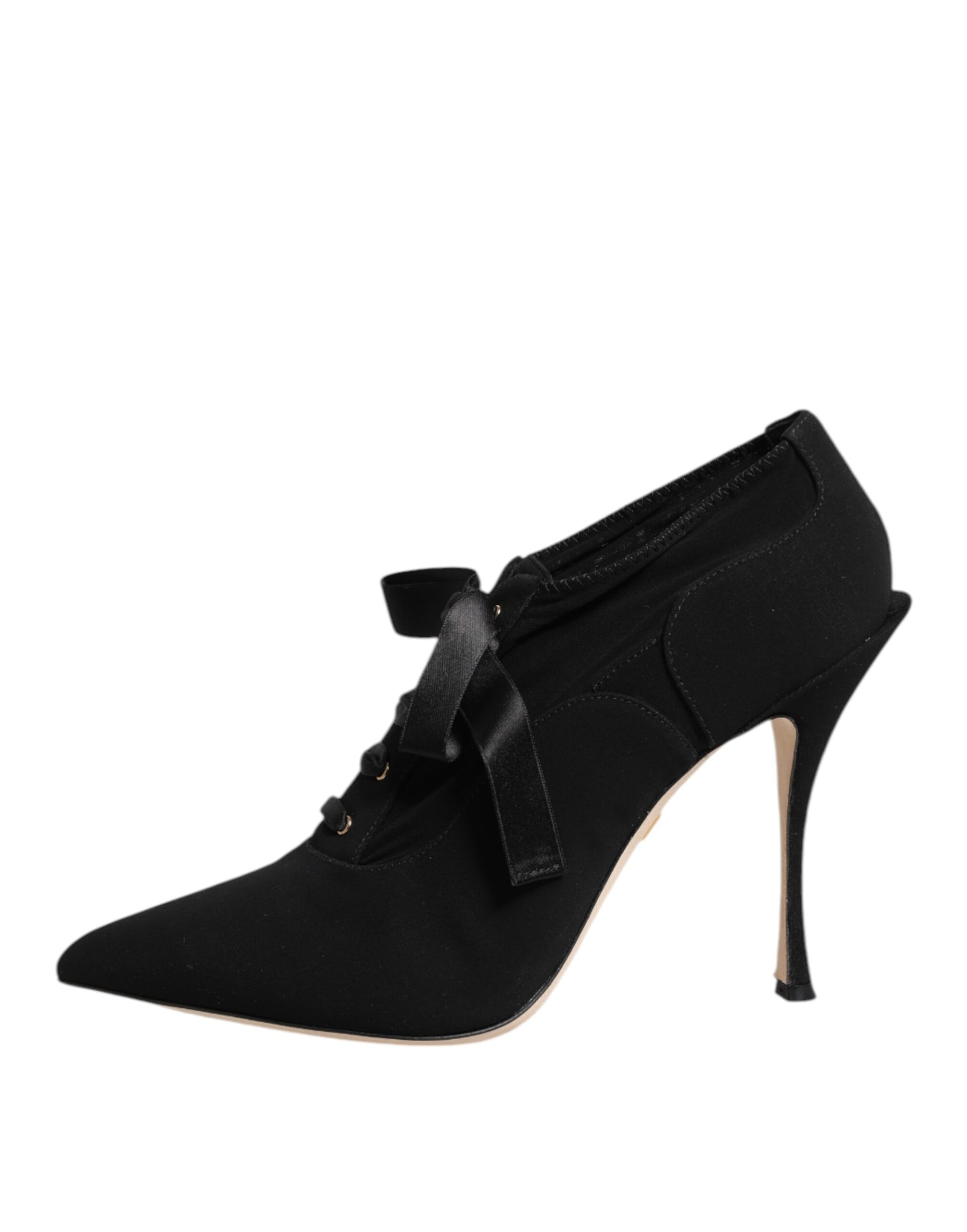 Dolce & Gabbana Black Lace Up Stiletto Heels Pumps Shoes - ACCEXO