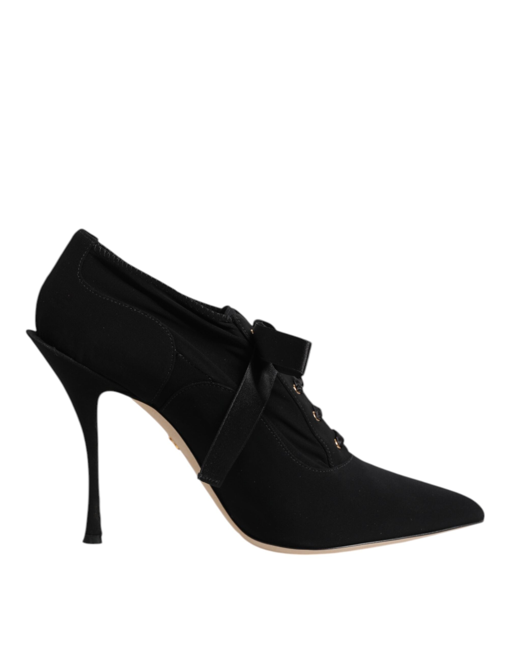 Dolce & Gabbana Black Lace Up Stiletto Heels Pumps Shoes for Women