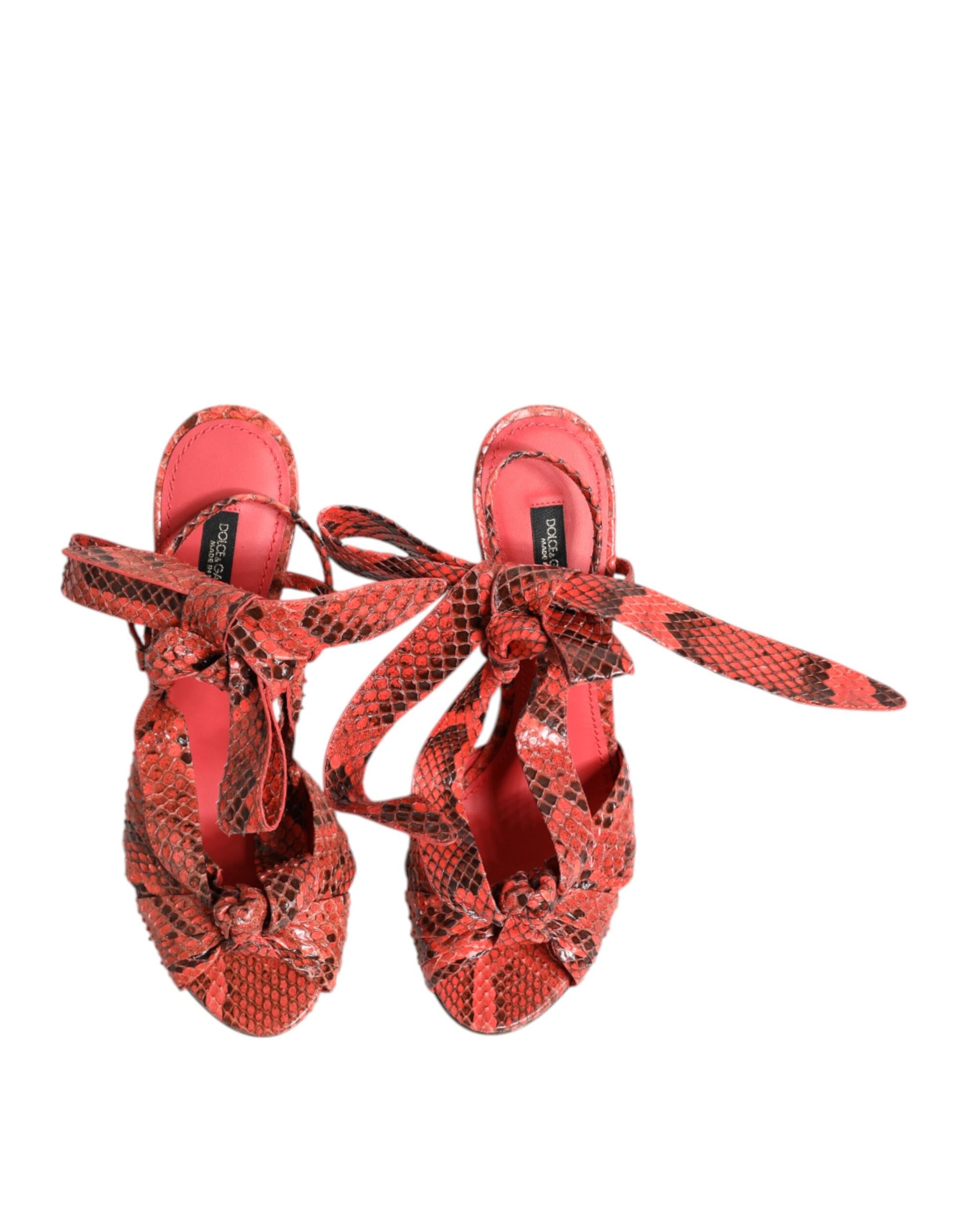 Dolce & Gabbana Coral Python Leather Heels Sandals Shoes - ACCEXO
