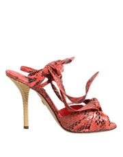 Dolce & Gabbana Coral Python Leather Heels Sandals Shoes - ACCEXO