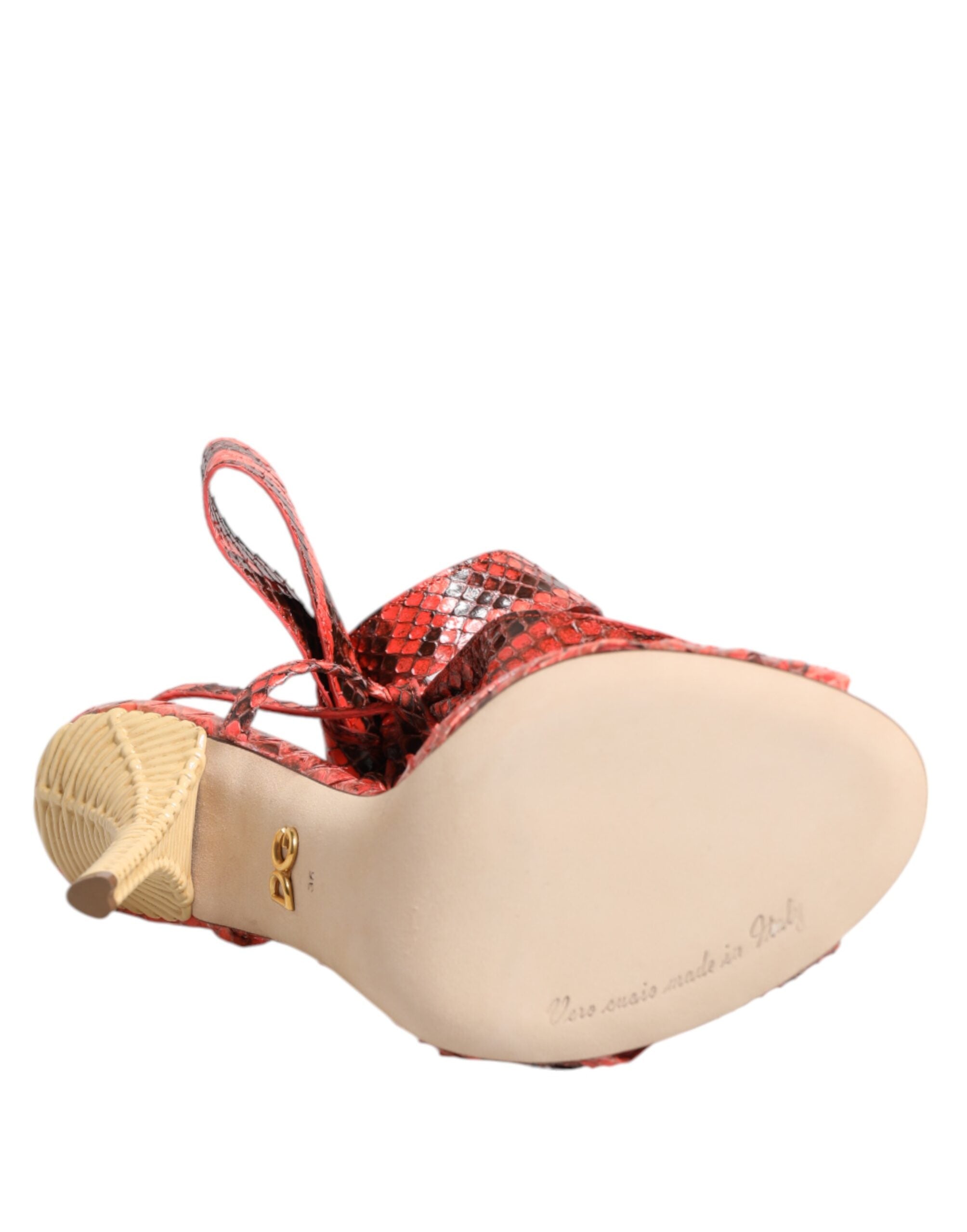 Dolce & Gabbana Coral Python Leather Heels Sandals Shoes - ACCEXO
