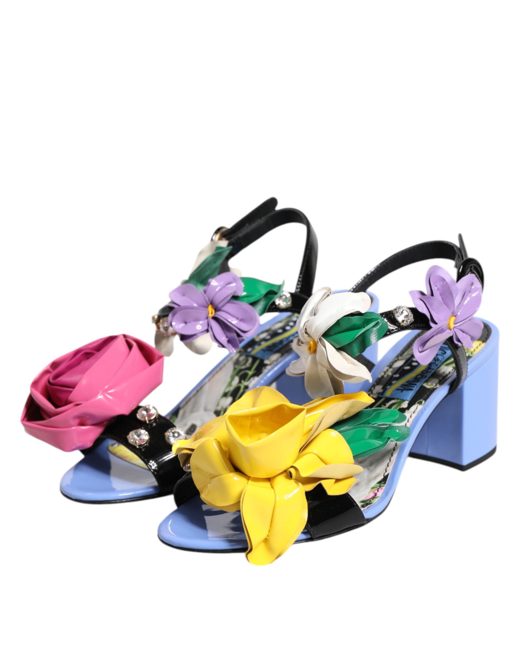 Dolce & Gabbana Multicolor Floral Crystal KEIRA Sandals Shoes - ACCEXO