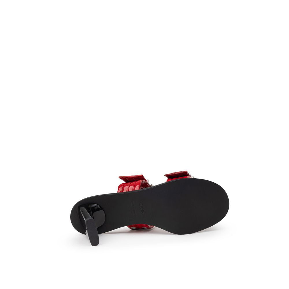 Ganni Red Leather Sandal - ACCEXO