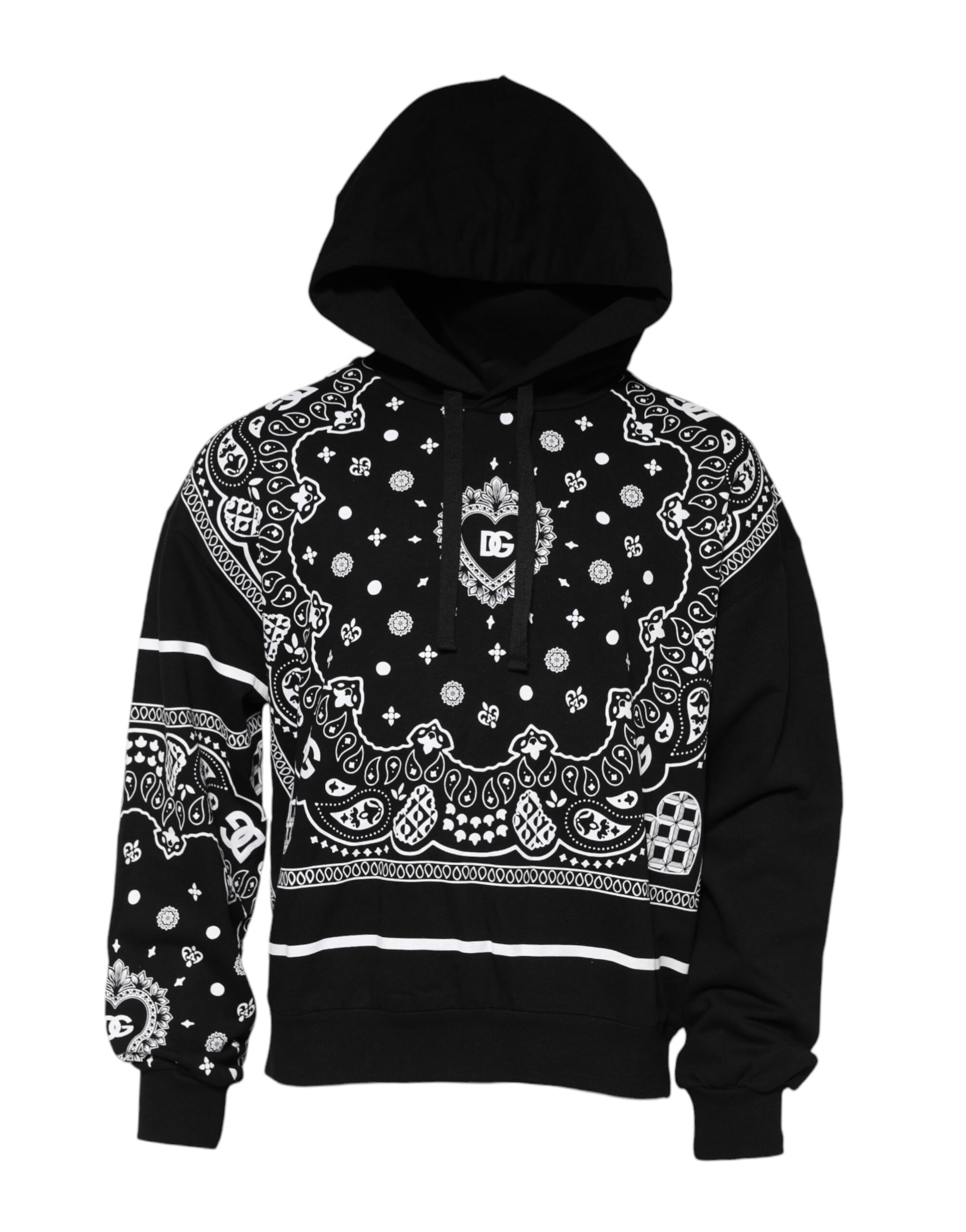 Dolce & Gabbana Black Bandana Hooded Men Sweatshirt Sweater - ACCEXO
