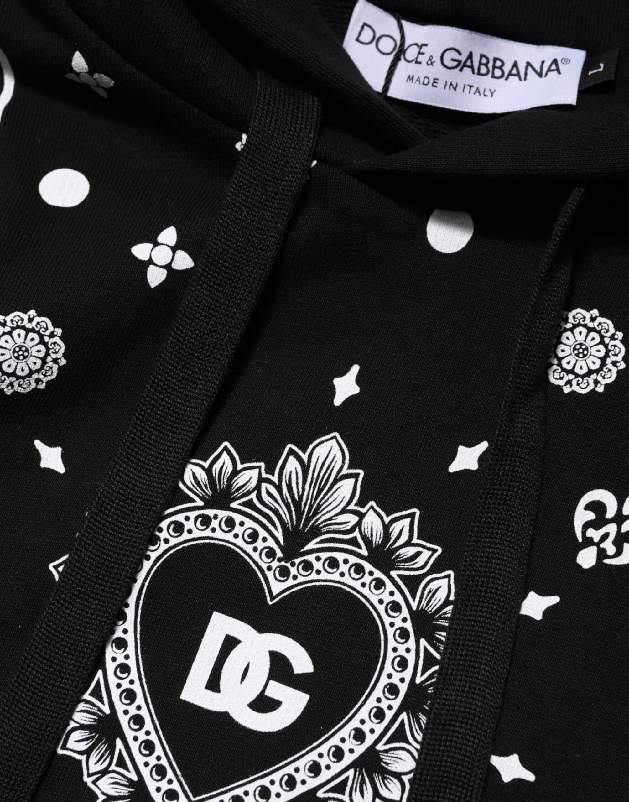Dolce & Gabbana Black Bandana Hooded Men Sweatshirt Sweater - ACCEXO