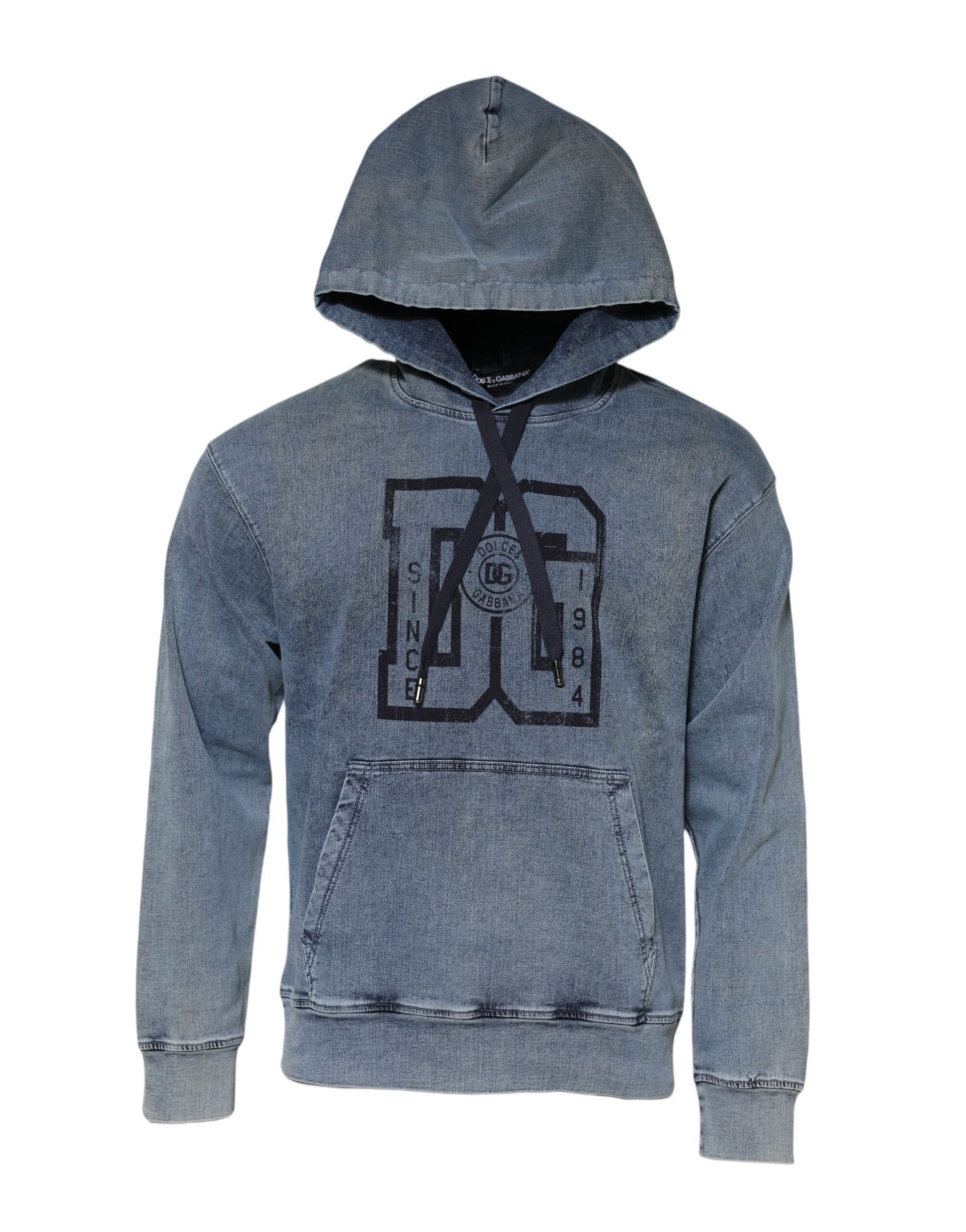 Dolce & Gabbana Blue Cotton Blend Hooded Sweatshirt Sweater - ACCEXO