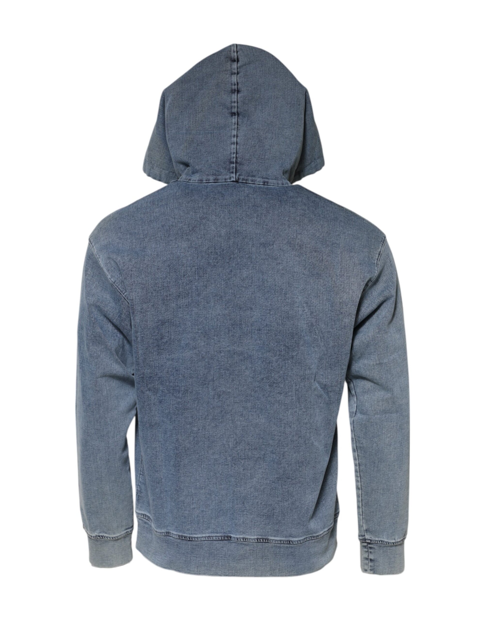 Dolce & Gabbana Blue Cotton Blend Hooded Sweatshirt Sweater - ACCEXO