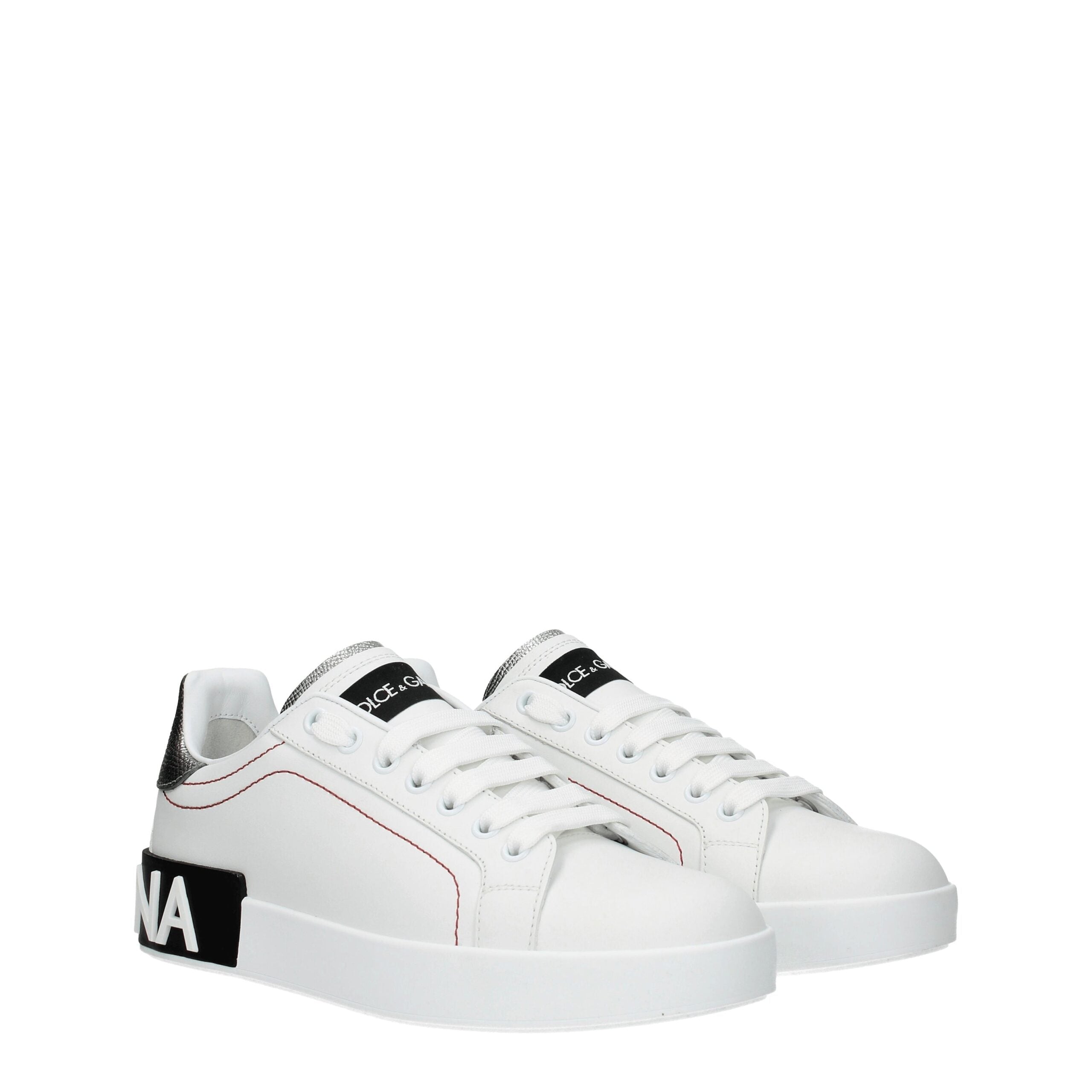 Dolce & Gabbana White Leather Low Tops