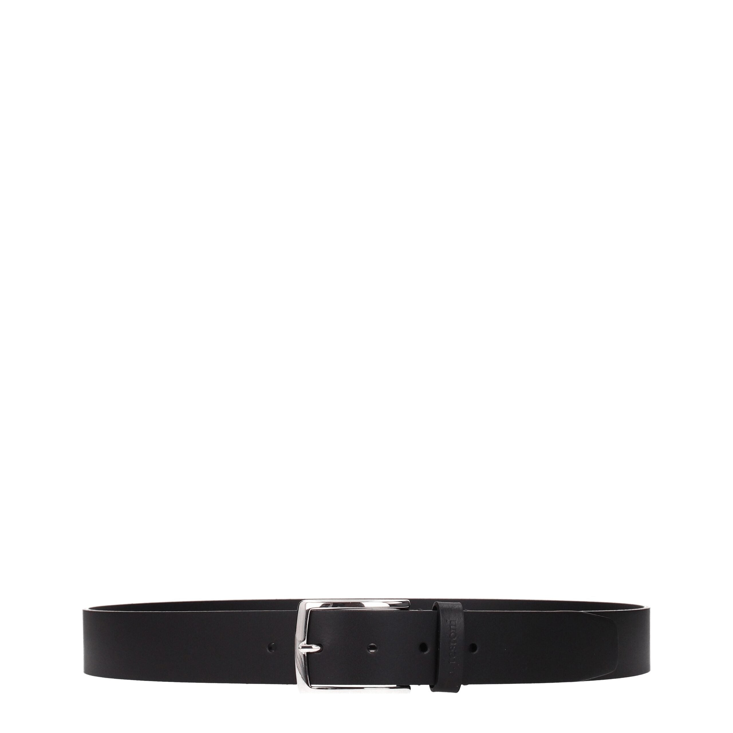 Testoni Black Leather Regular Belts - ACCEXO