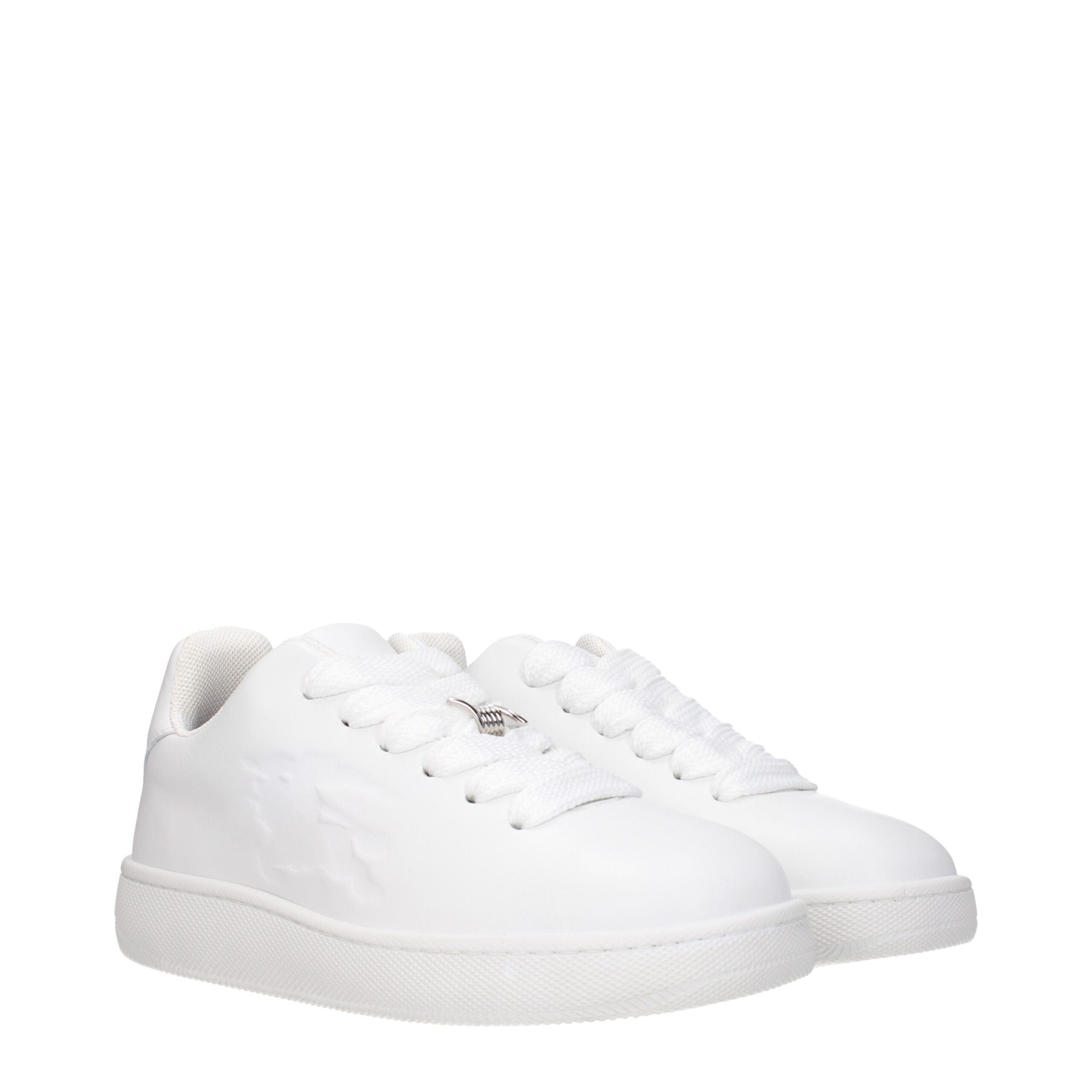 Burberry White Leather Low Tops