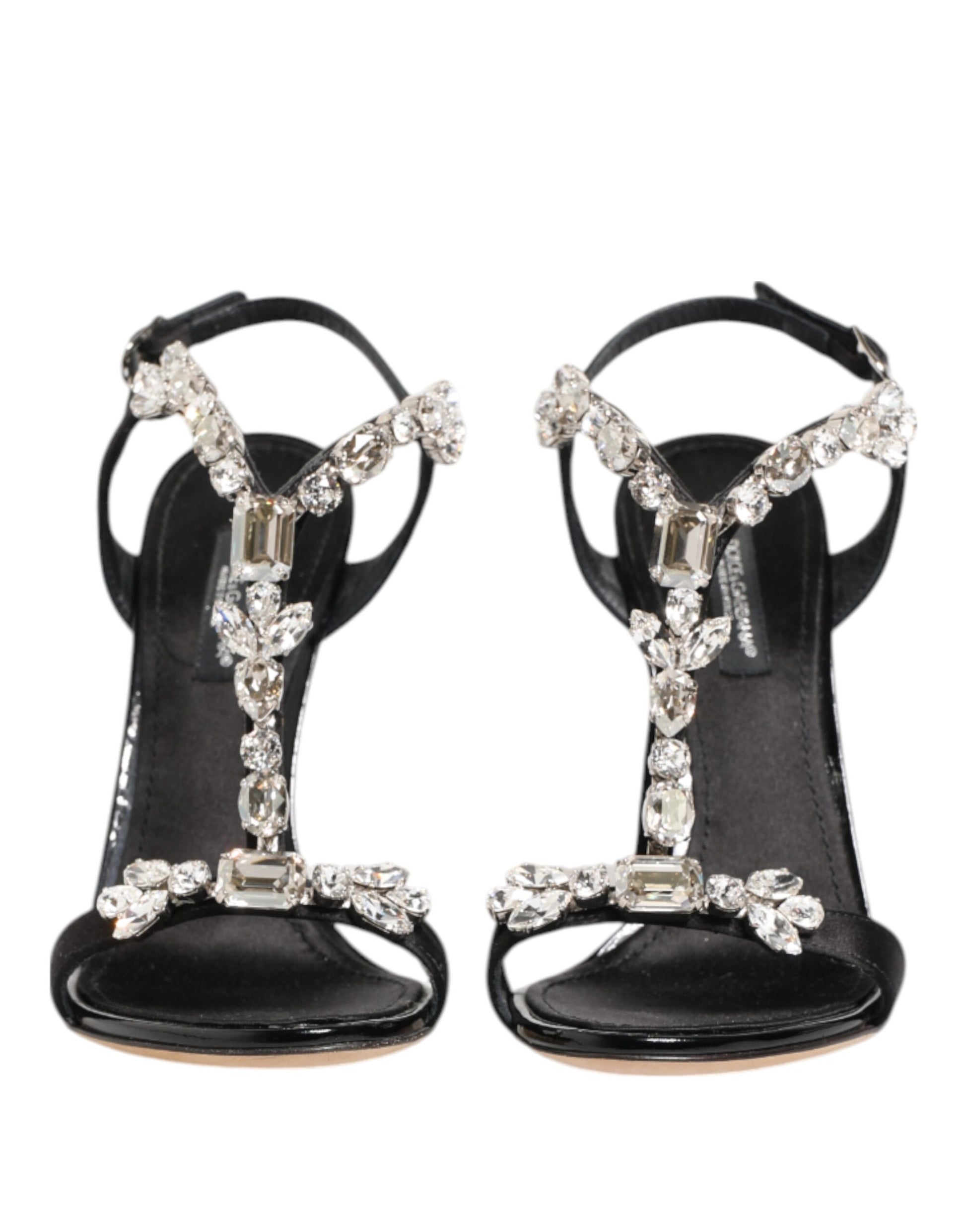 Dolce & Gabbana Black Keira Crystals Heels Sandals Shoes - ACCEXO