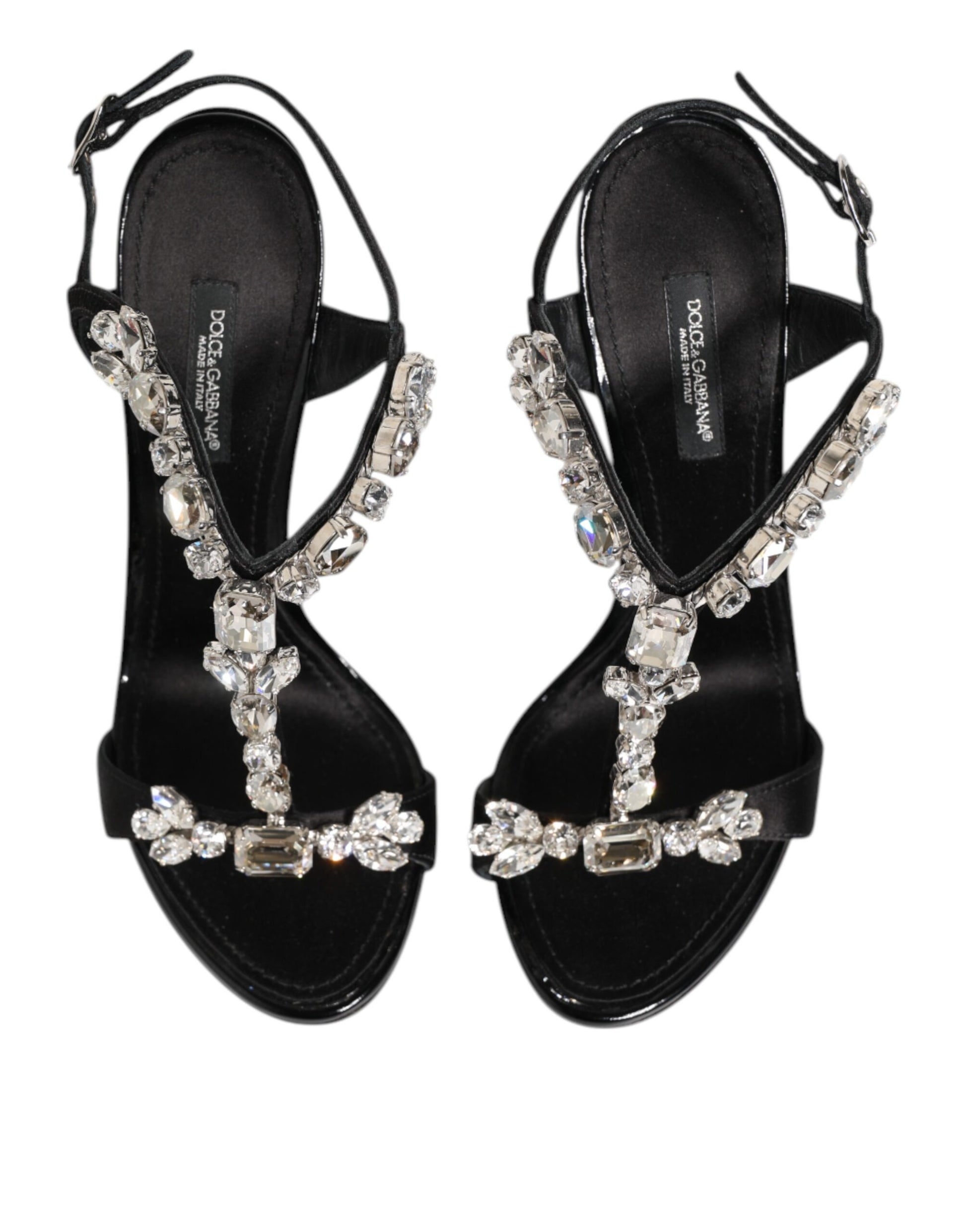 Dolce & Gabbana Black Keira Crystals Heels Sandals Shoes - ACCEXO