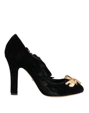 Dolce & Gabbana Black Roses Crystal Brooch Mary Jane Shoes for Women