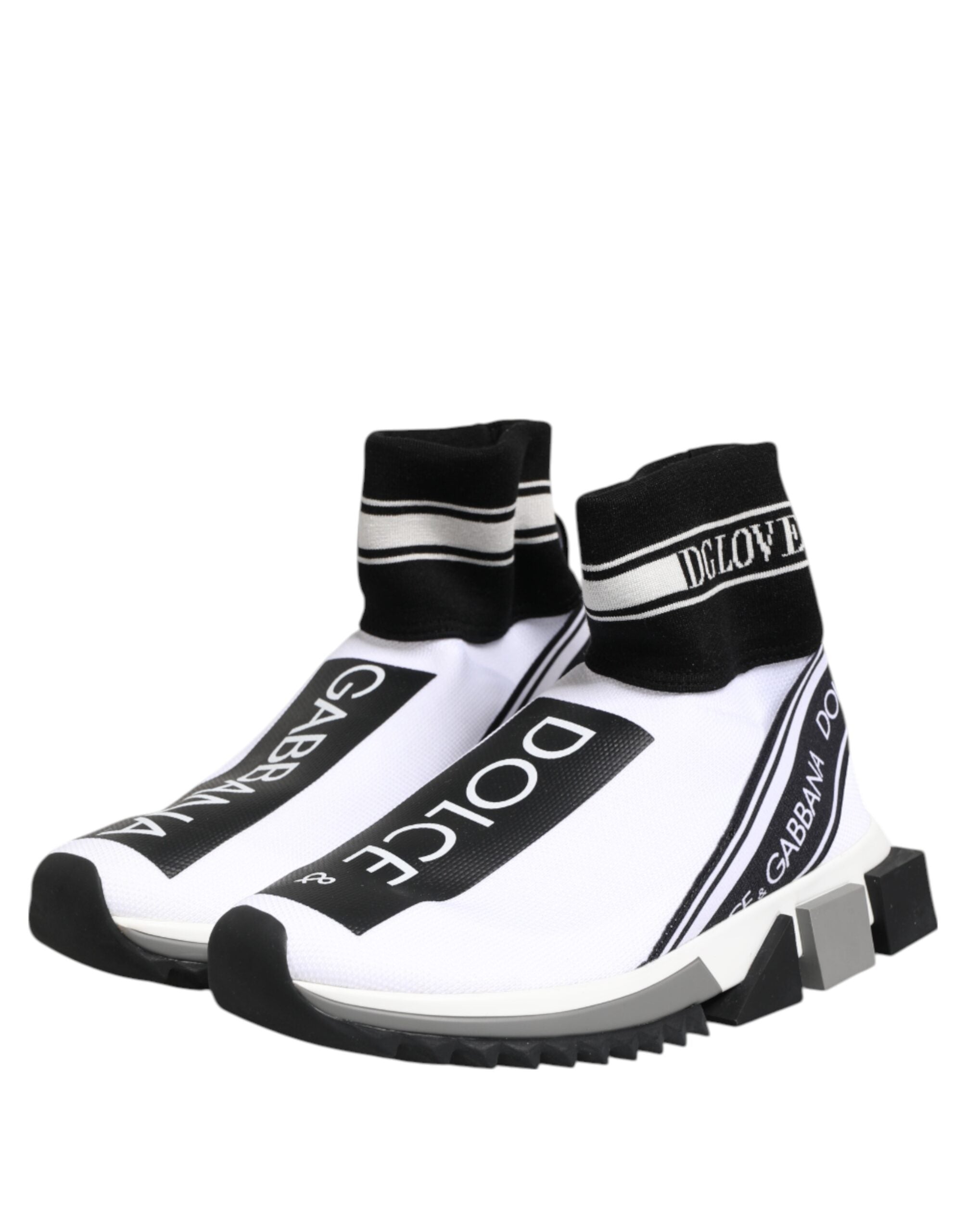 Dolce & Gabbana White Black Sorrento Socks Sneakers Shoes for Women