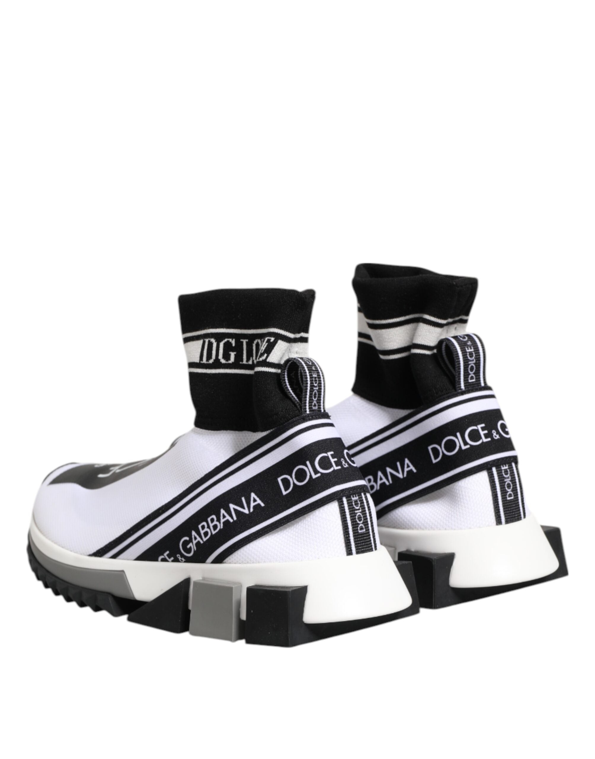 Dolce & Gabbana White Black Sorrento Socks Sneakers Shoes for Women