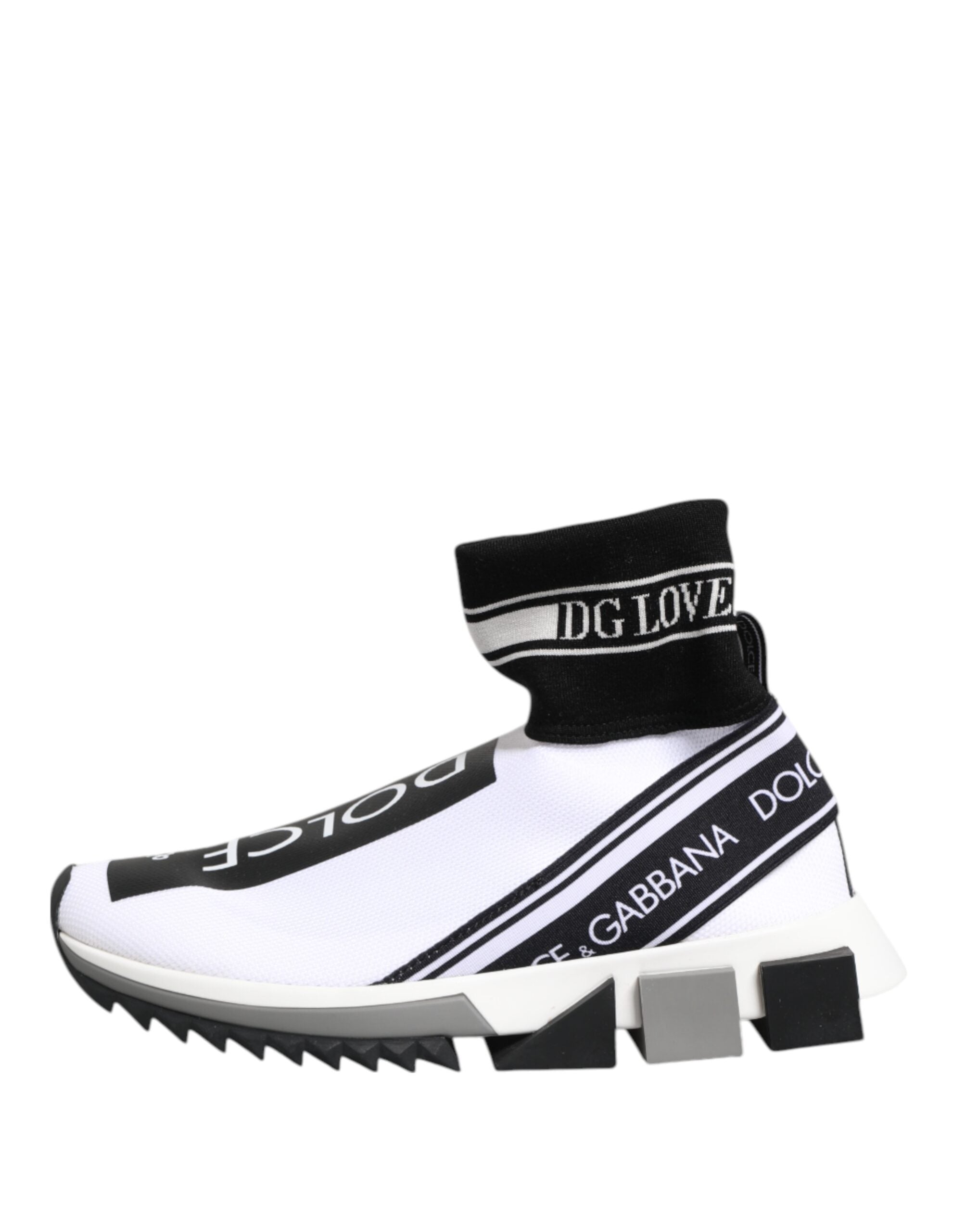 Dolce & Gabbana White Black Sorrento Socks Sneakers Shoes for Women