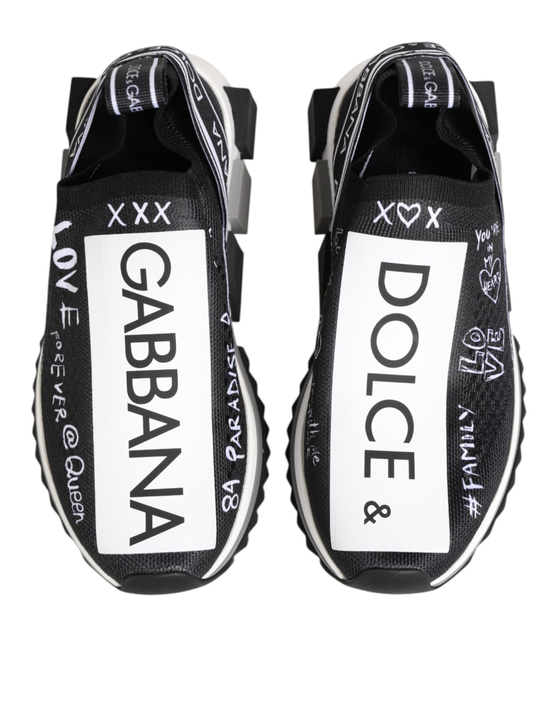 Dolce & Gabbana Black White Sorrento Low Top Sneakers Shoes - ACCEXO