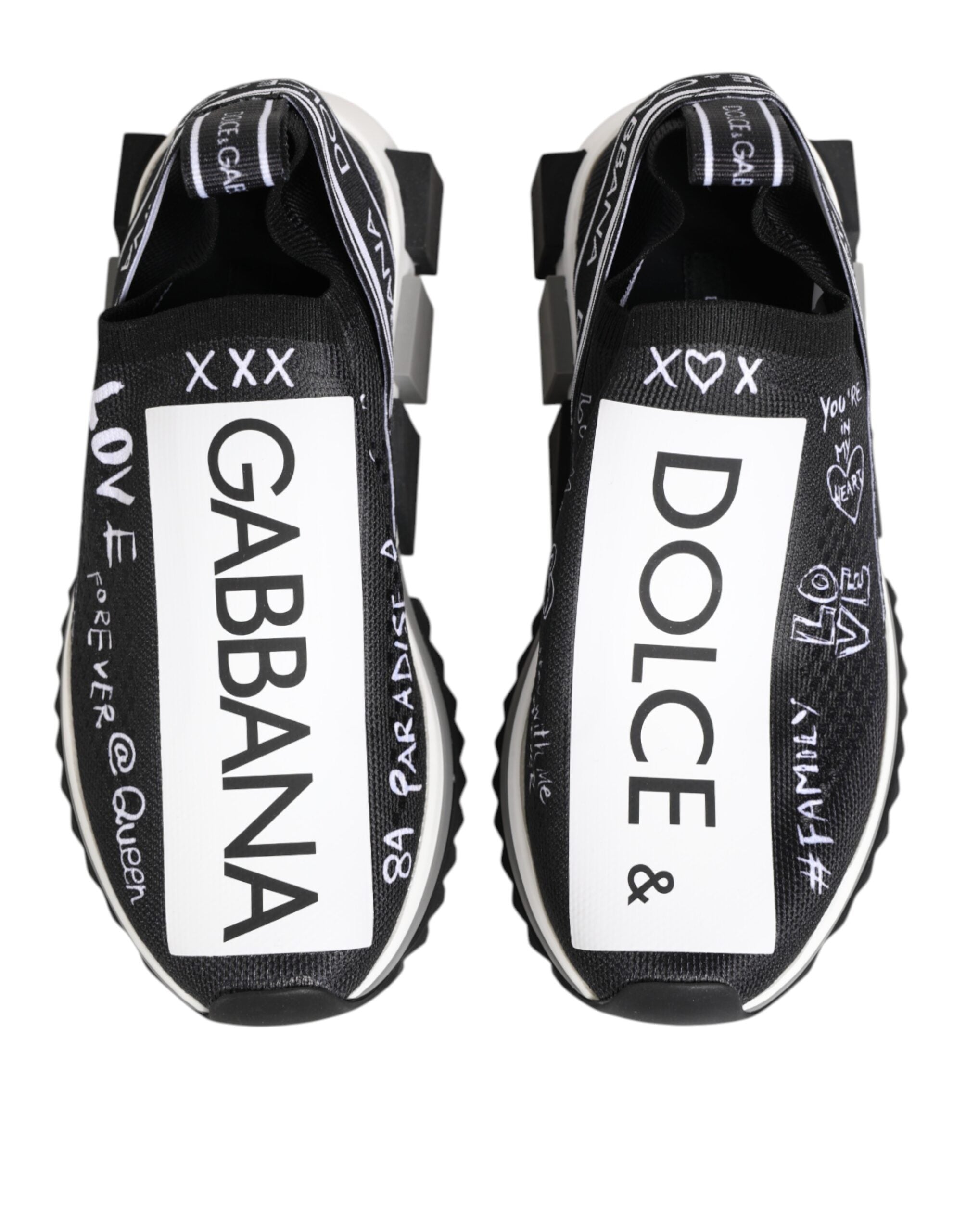 Dolce & Gabbana Black White Sorrento Low Top Sneakers Shoes - ACCEXO