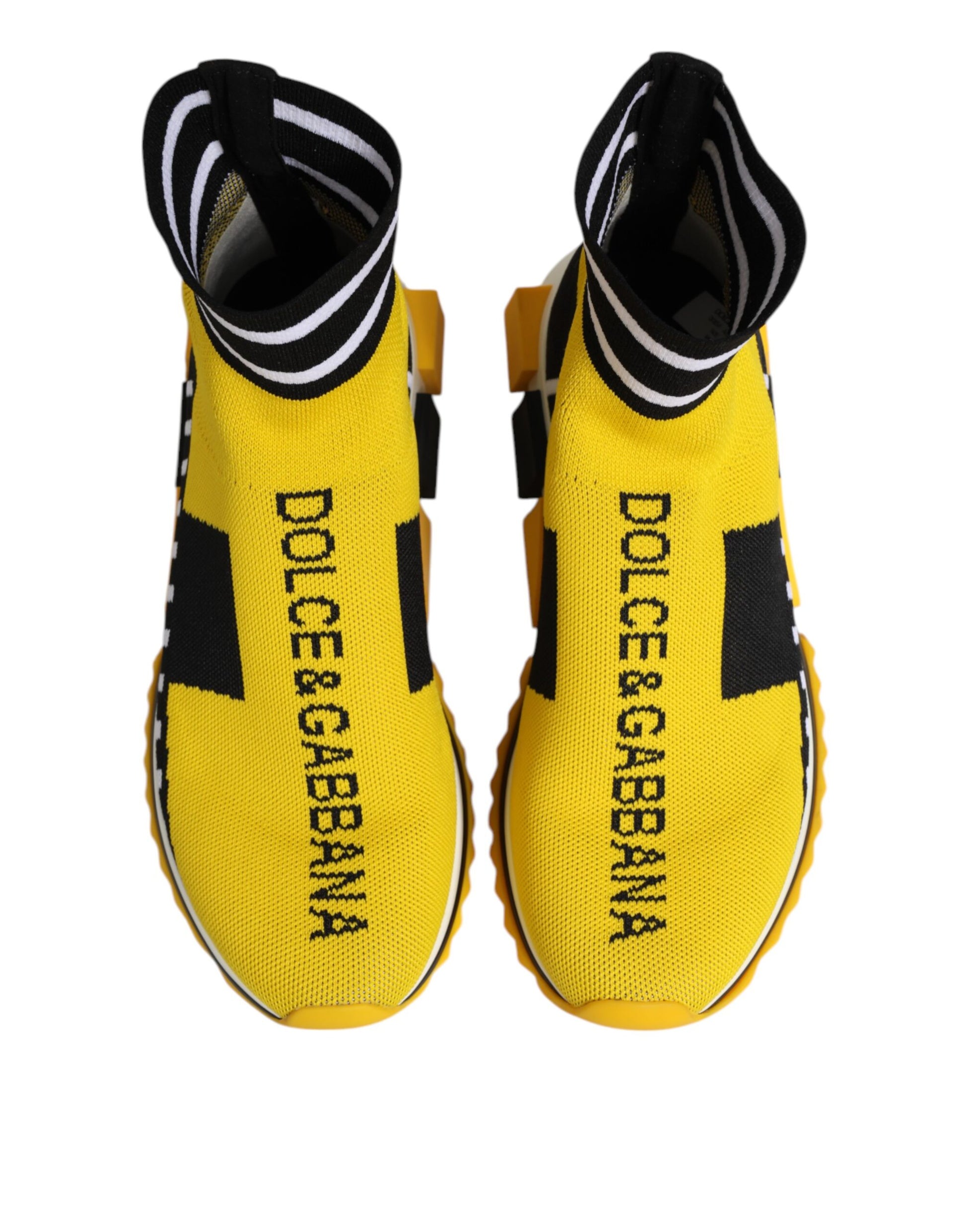Dolce & Gabbana Yellow Black Sorrento Socks Sneakers Shoes - ACCEXO